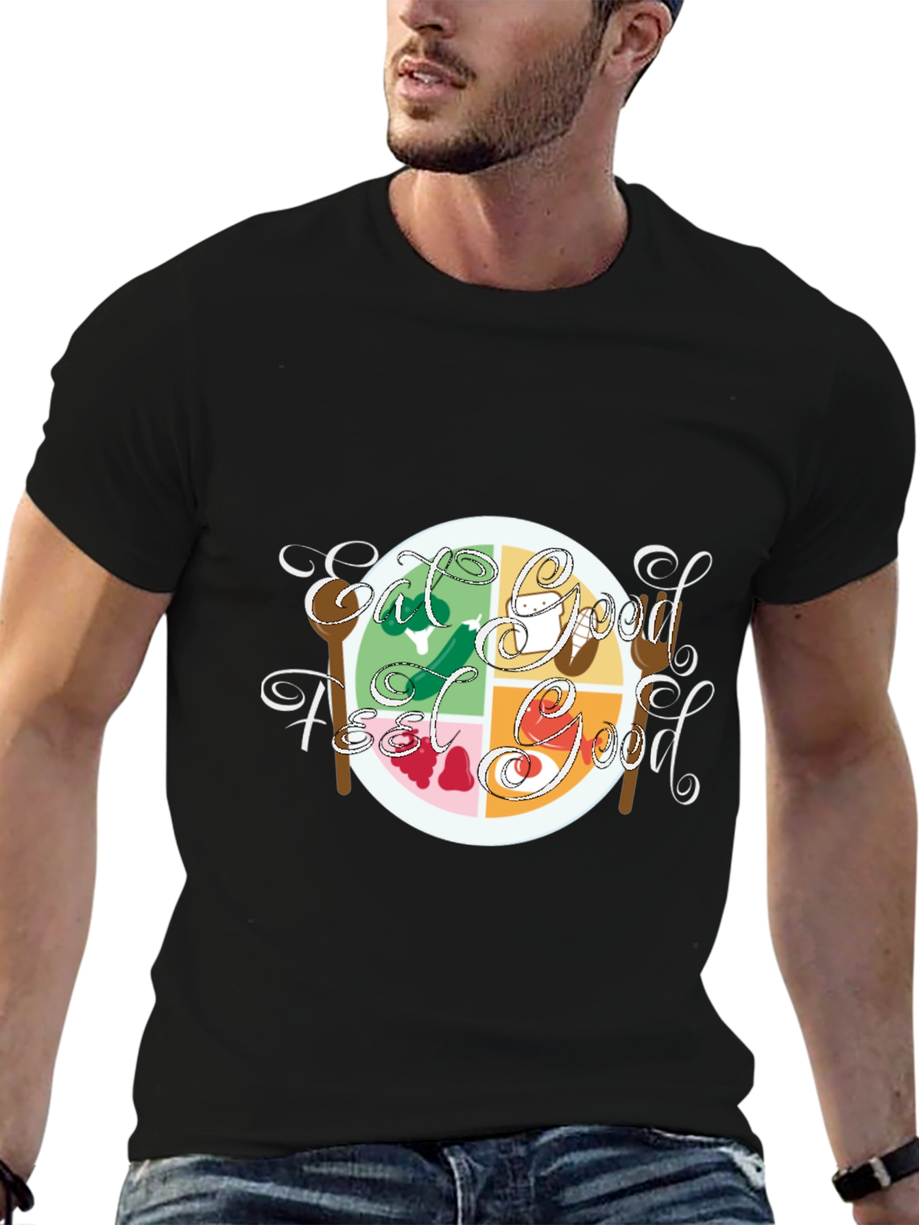 Eat Good Feel Good Graphic Tee - Black Cotton