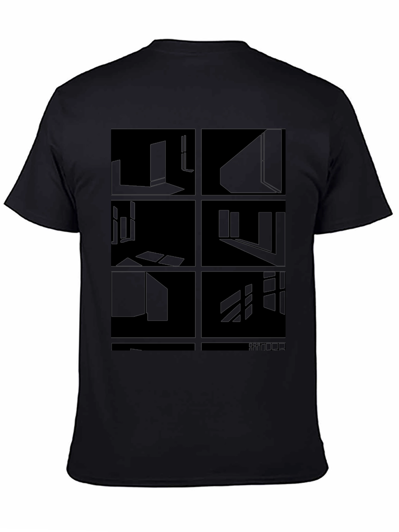 Abstract Black T-Shirt - Geometric Room Design