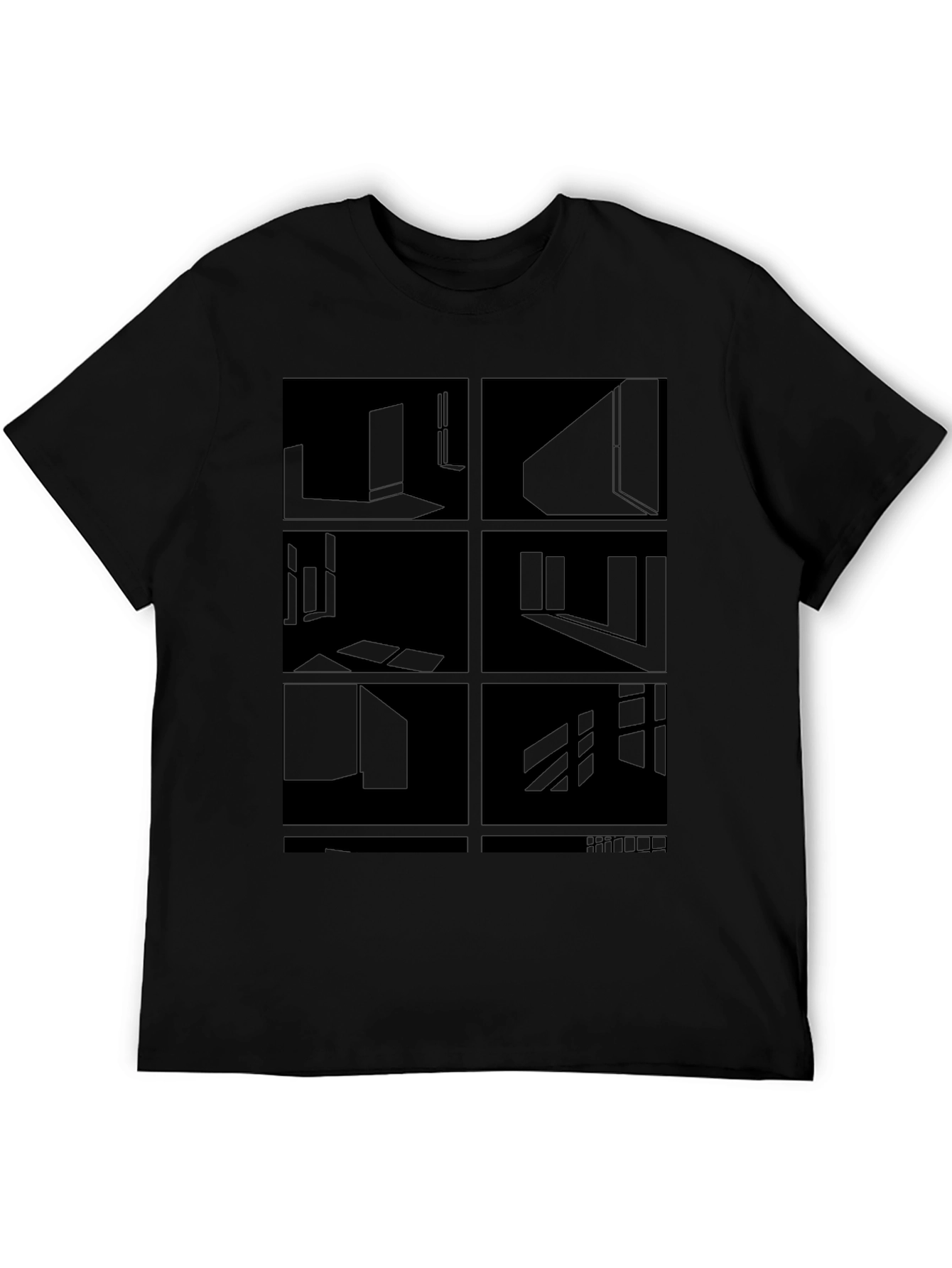 Abstract Black T-Shirt - Geometric Room Design