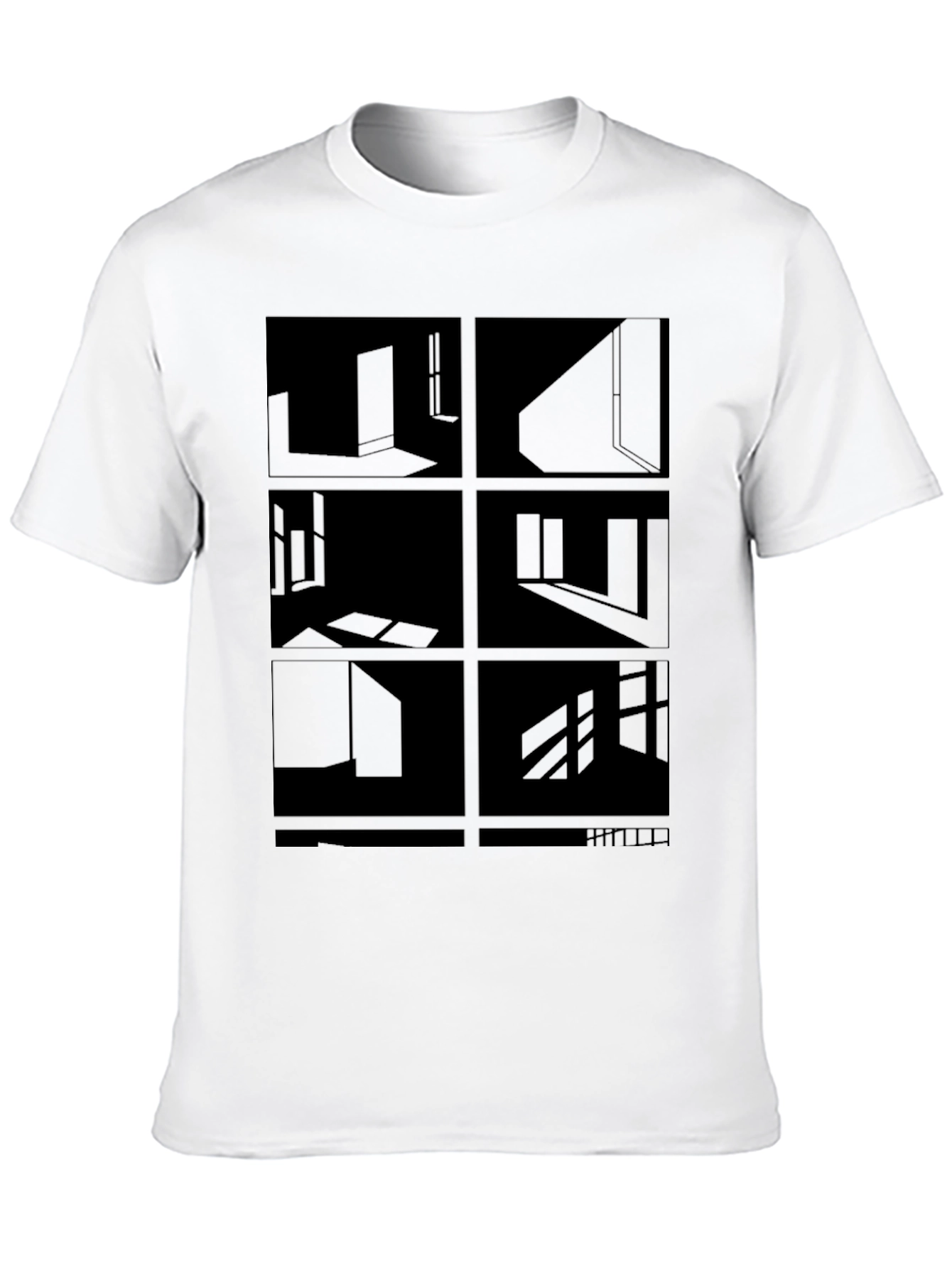 Abstract Black T-Shirt - Geometric Room Design