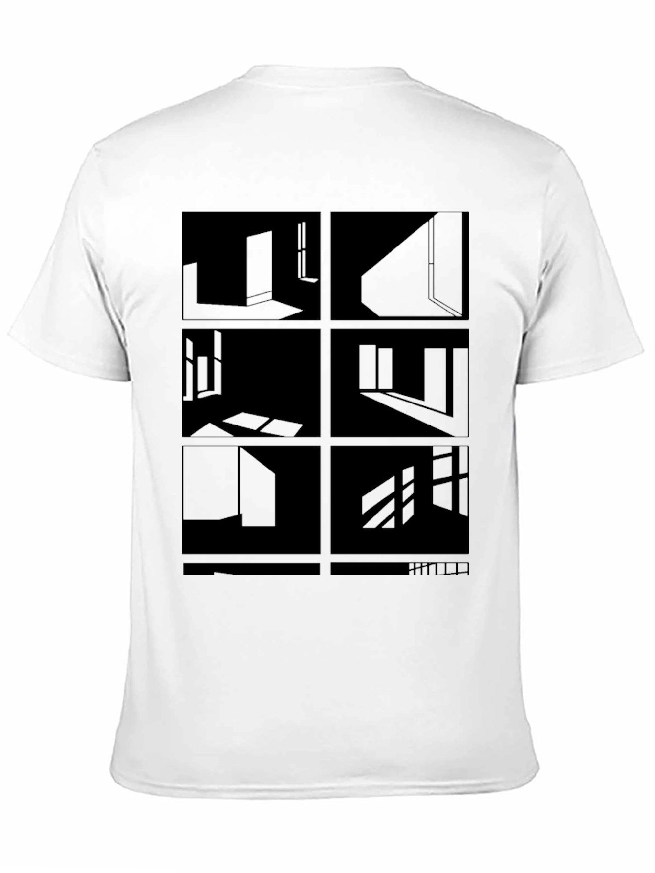 Abstract Black T-Shirt - Geometric Room Design