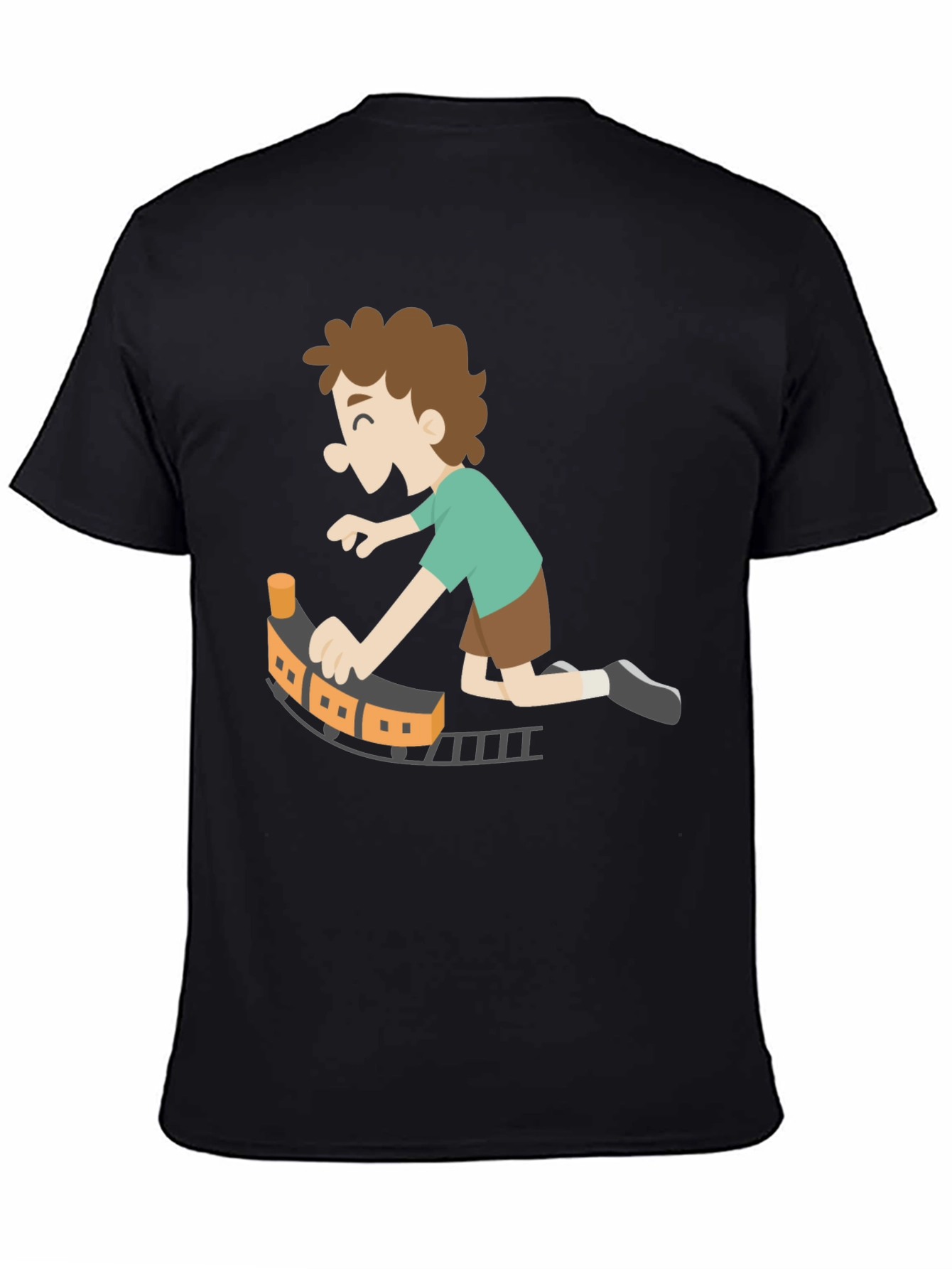 Toy Train Graphic Tee - Black Cotton Blend