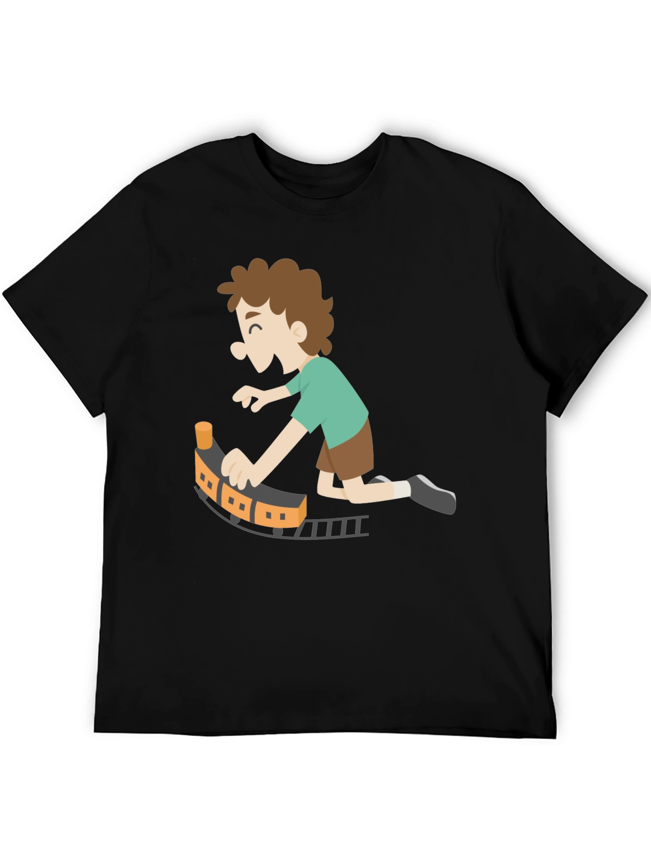 Toy Train Graphic Tee - Black Cotton Blend