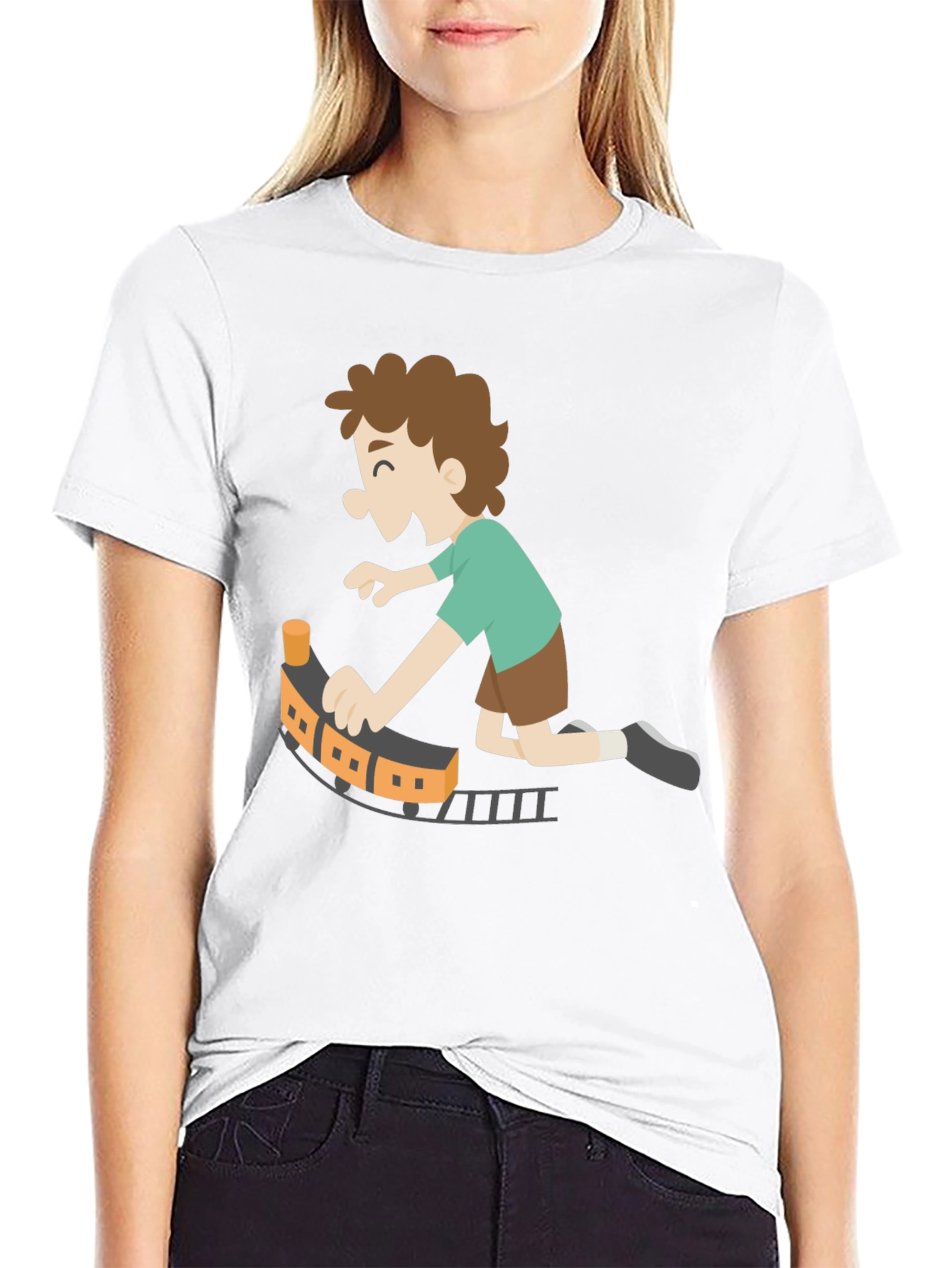 Toy Train Graphic Tee - Black Cotton Blend