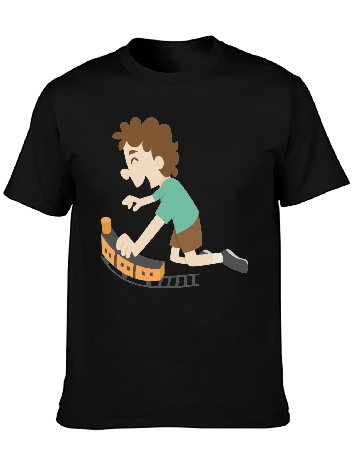 Toy Train Graphic Tee - Black Cotton Blend
