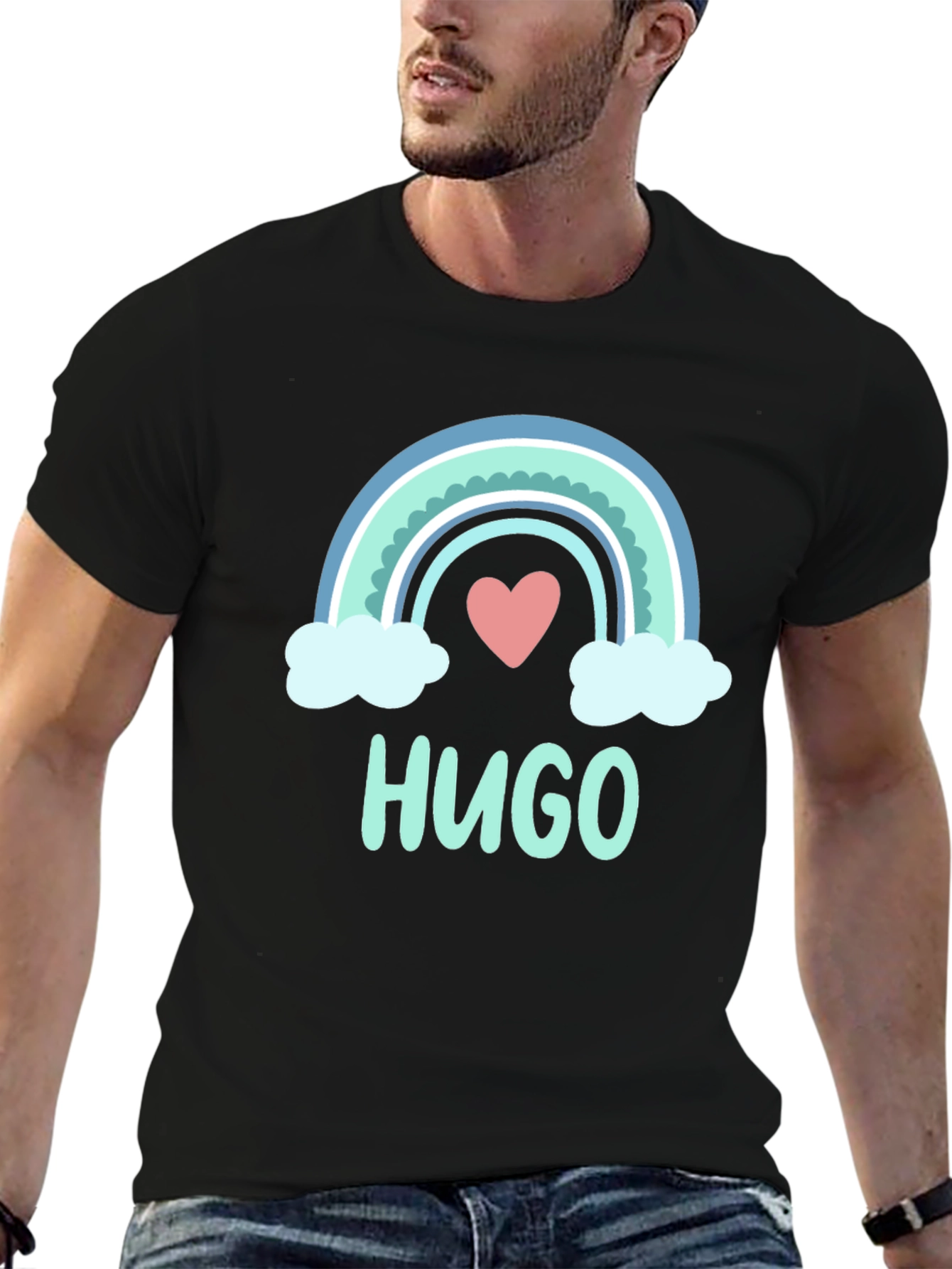 Rainbow Hugo T-Shirt - Personalized Kids Name Tee