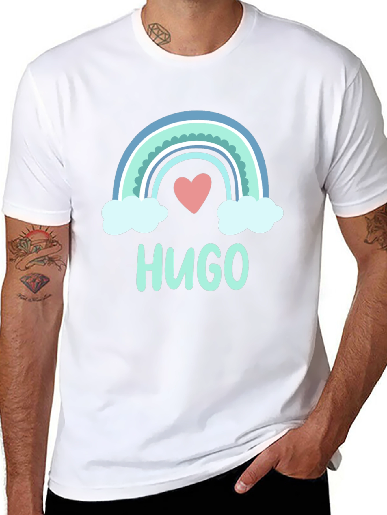 Rainbow Hugo T-Shirt - Personalized Kids Name Tee