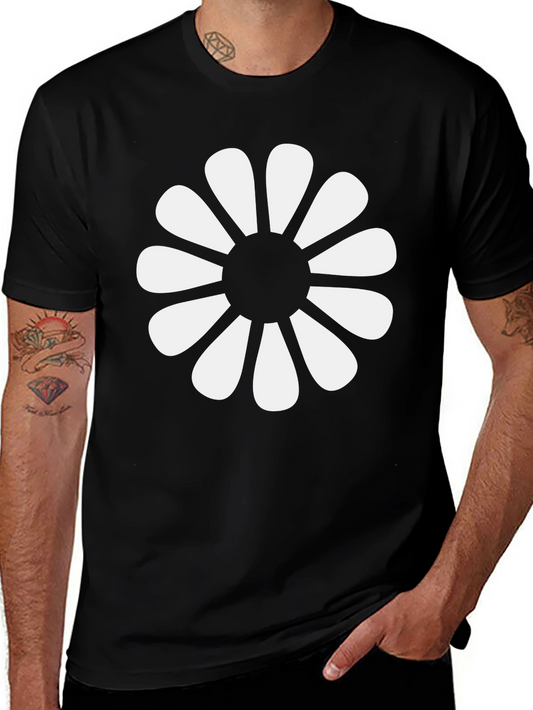 Black T-Shirt with Retro Floral Graphic