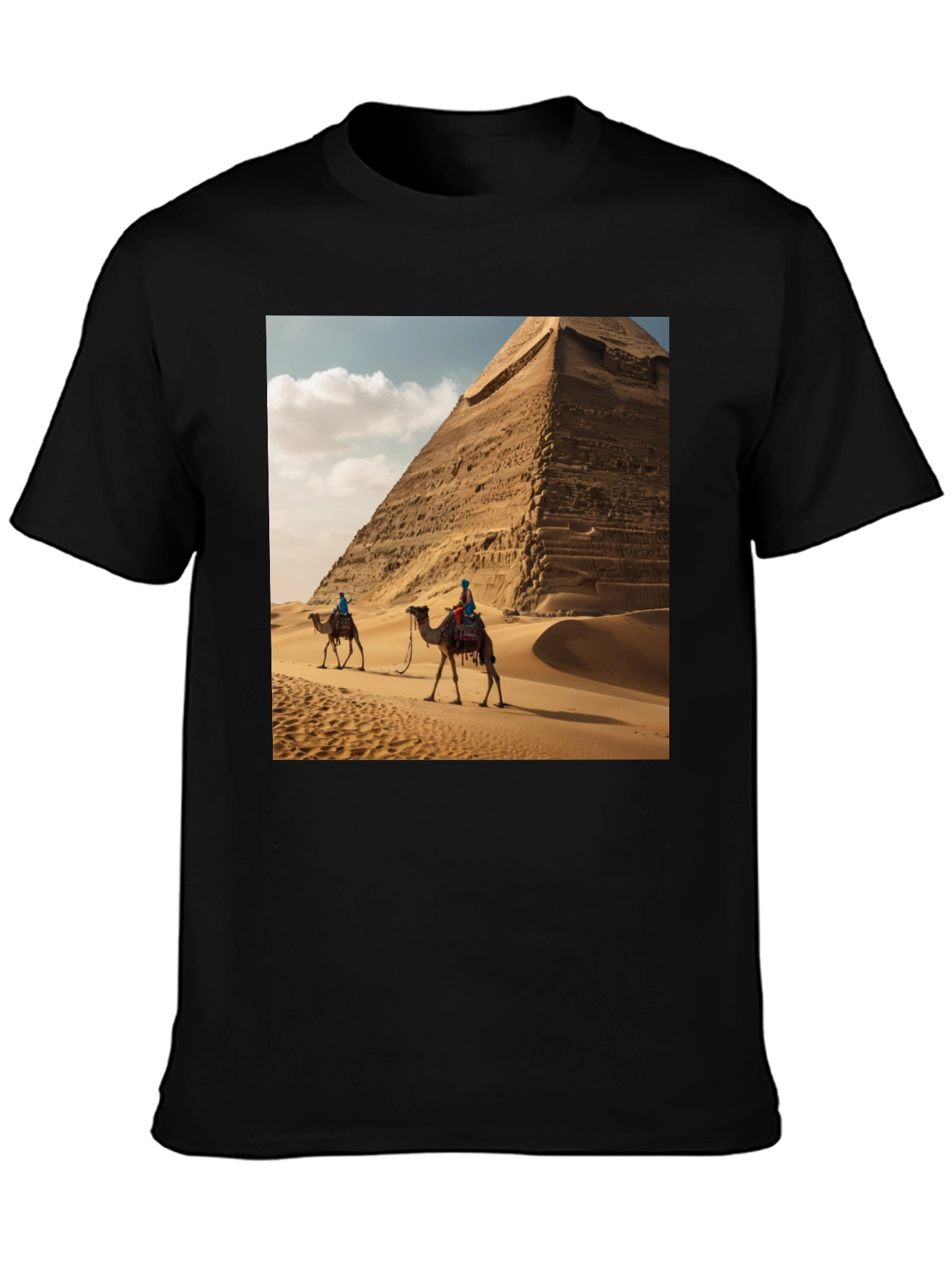 Egyptian Pyramid Camel Graphic Tee - Desert Adventure Shirt