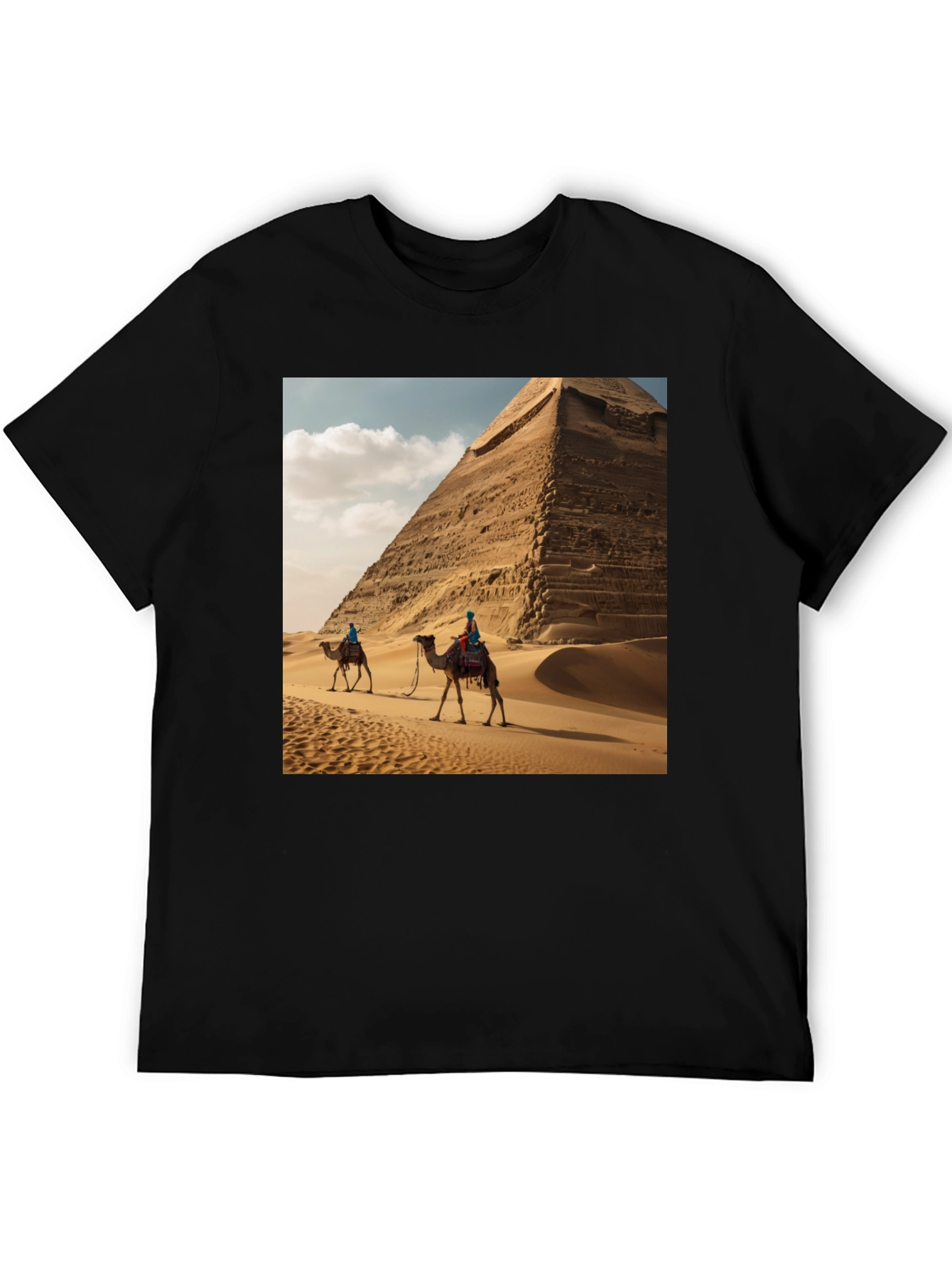 Egyptian Pyramid Camel Graphic Tee - Desert Adventure Shirt