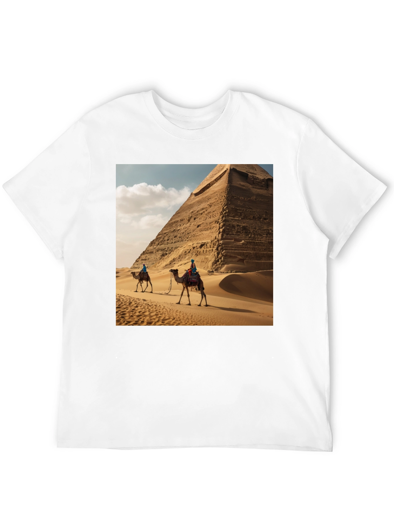 Egyptian Pyramid Camel Graphic Tee - Desert Adventure Shirt