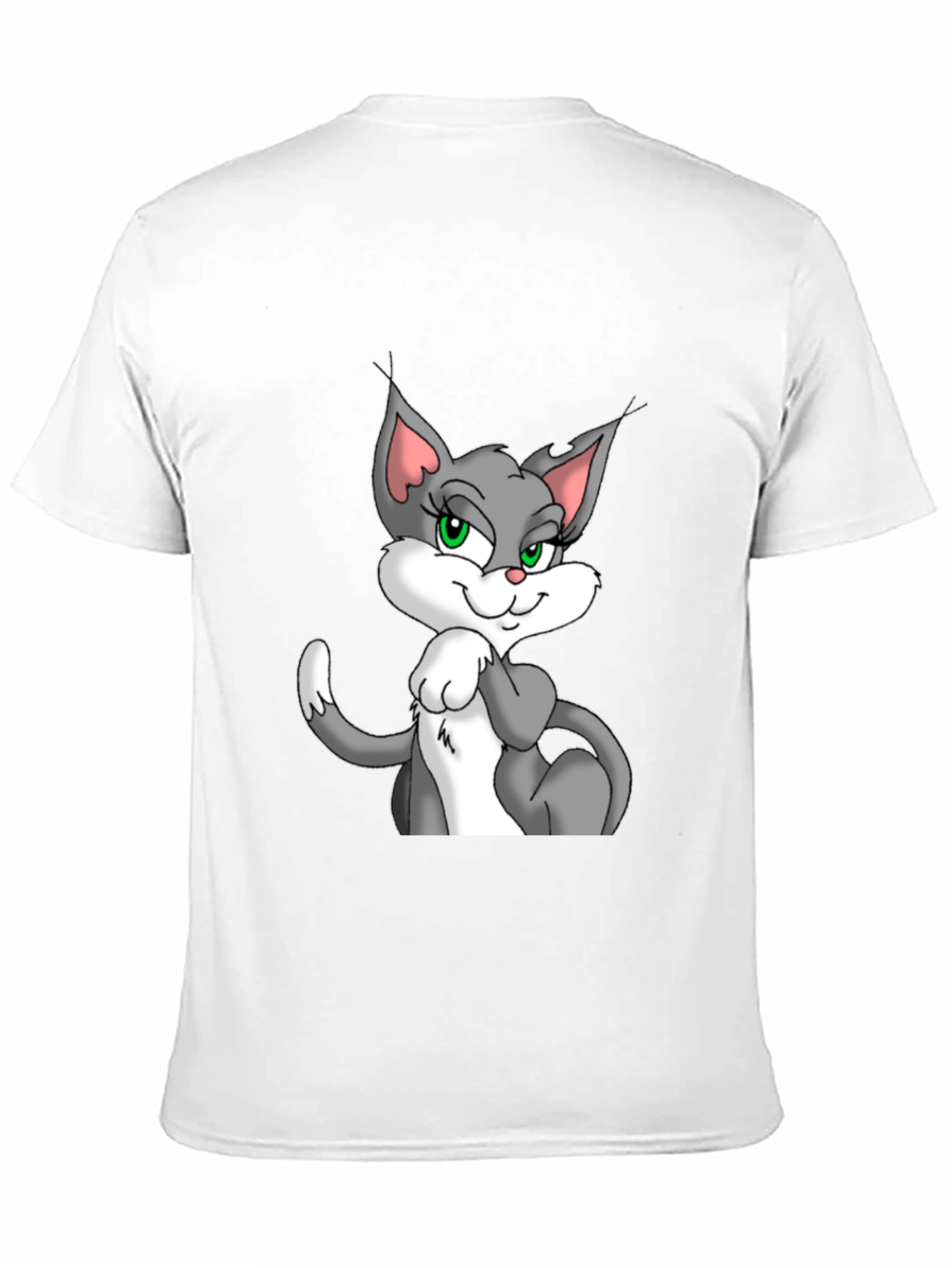 Cartoon Cat Graphic Black T-Shirt for Men