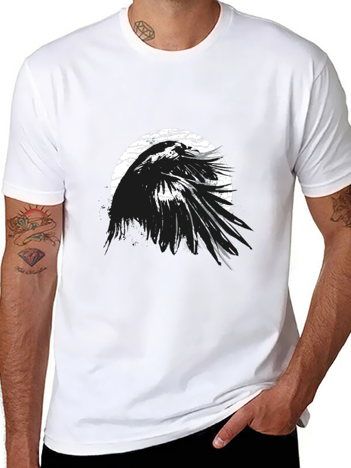 Raven Graphic Black T-Shirt - Stylish Mens Tee