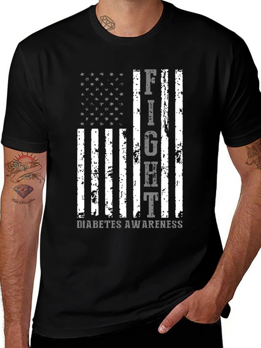 Fight Diabetes Awareness American Flag T-Shirt