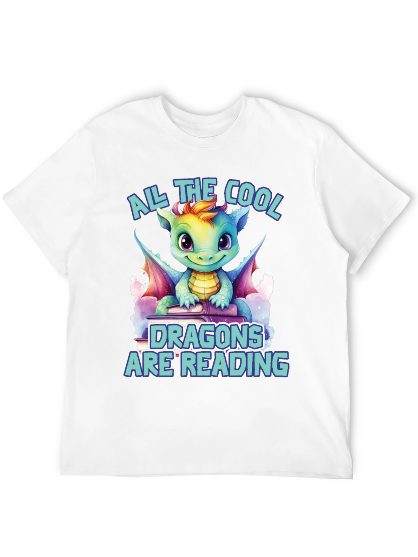 Cool Dragons Reading Graphic T-Shirt