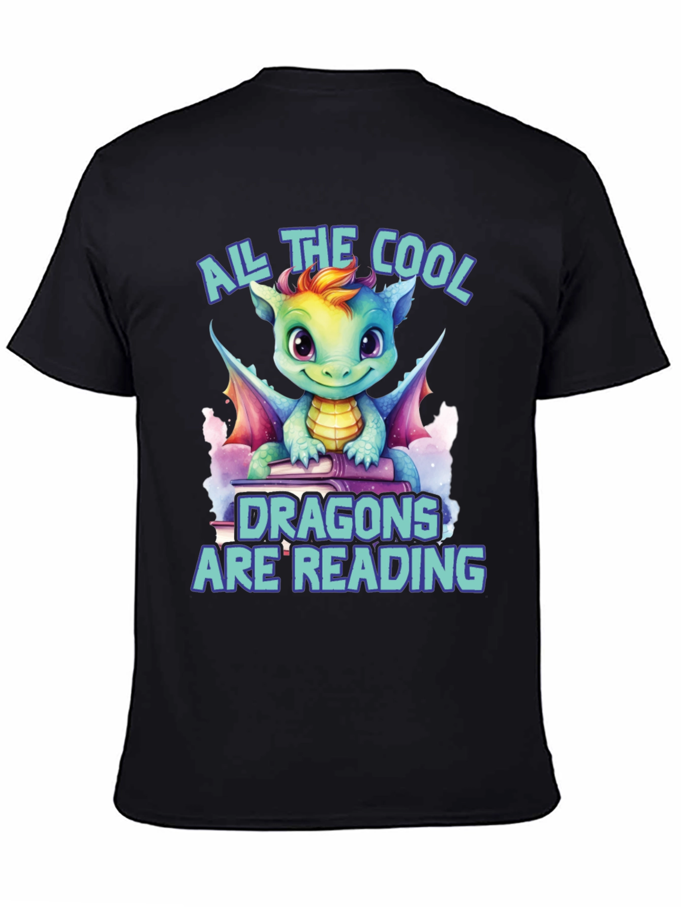 Cool Dragons Reading Graphic T-Shirt