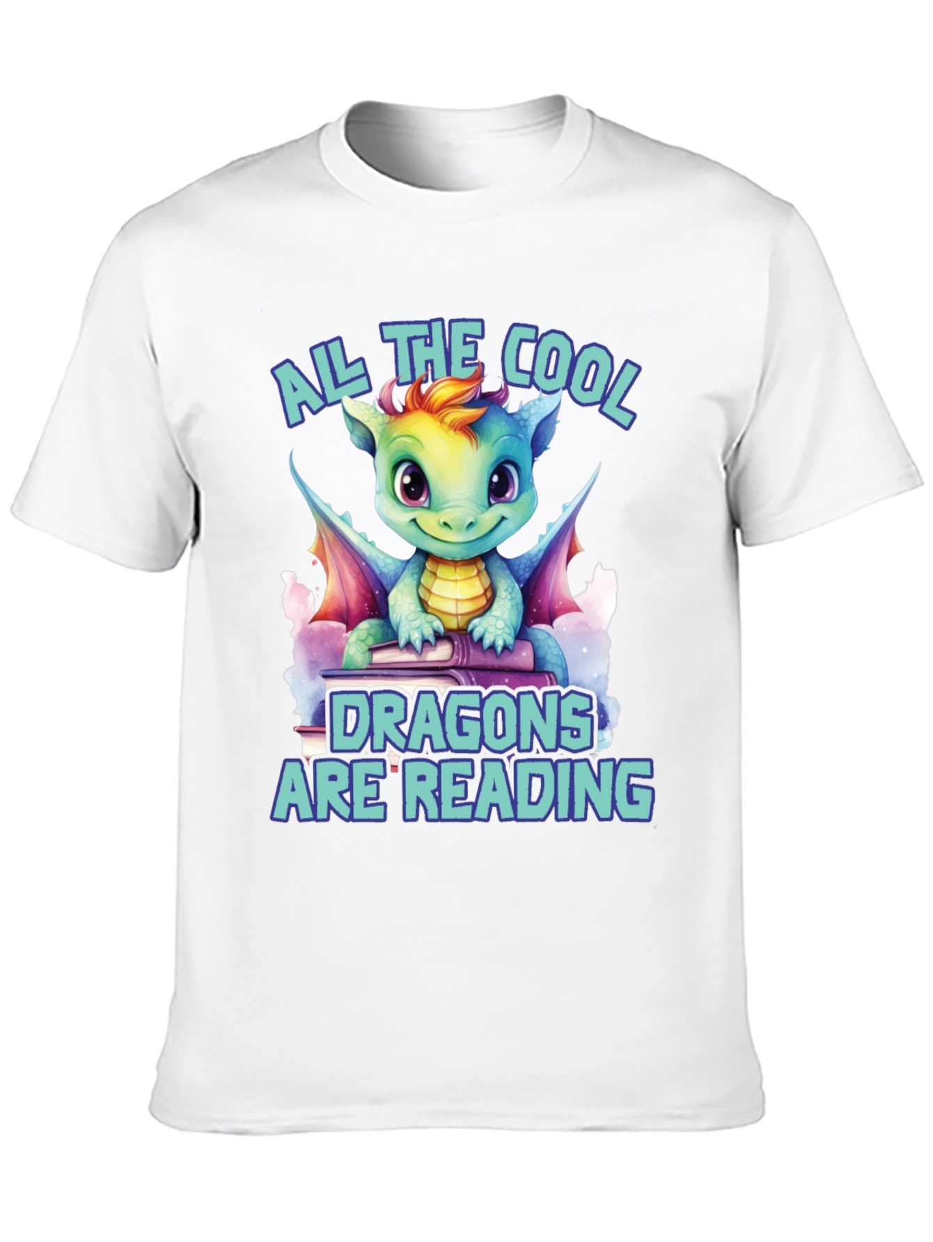 Cool Dragons Reading Graphic T-Shirt