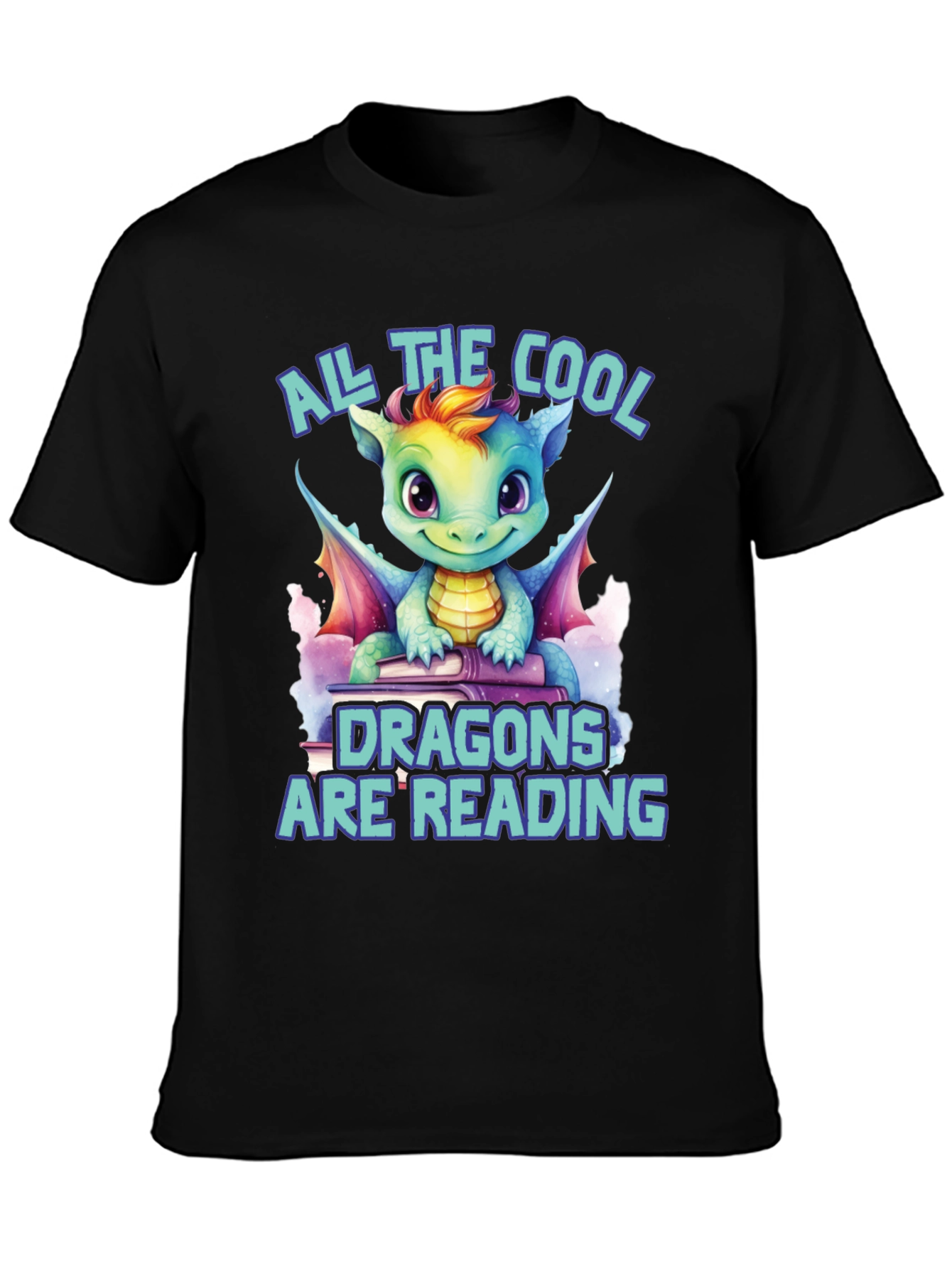 Cool Dragons Reading Graphic T-Shirt