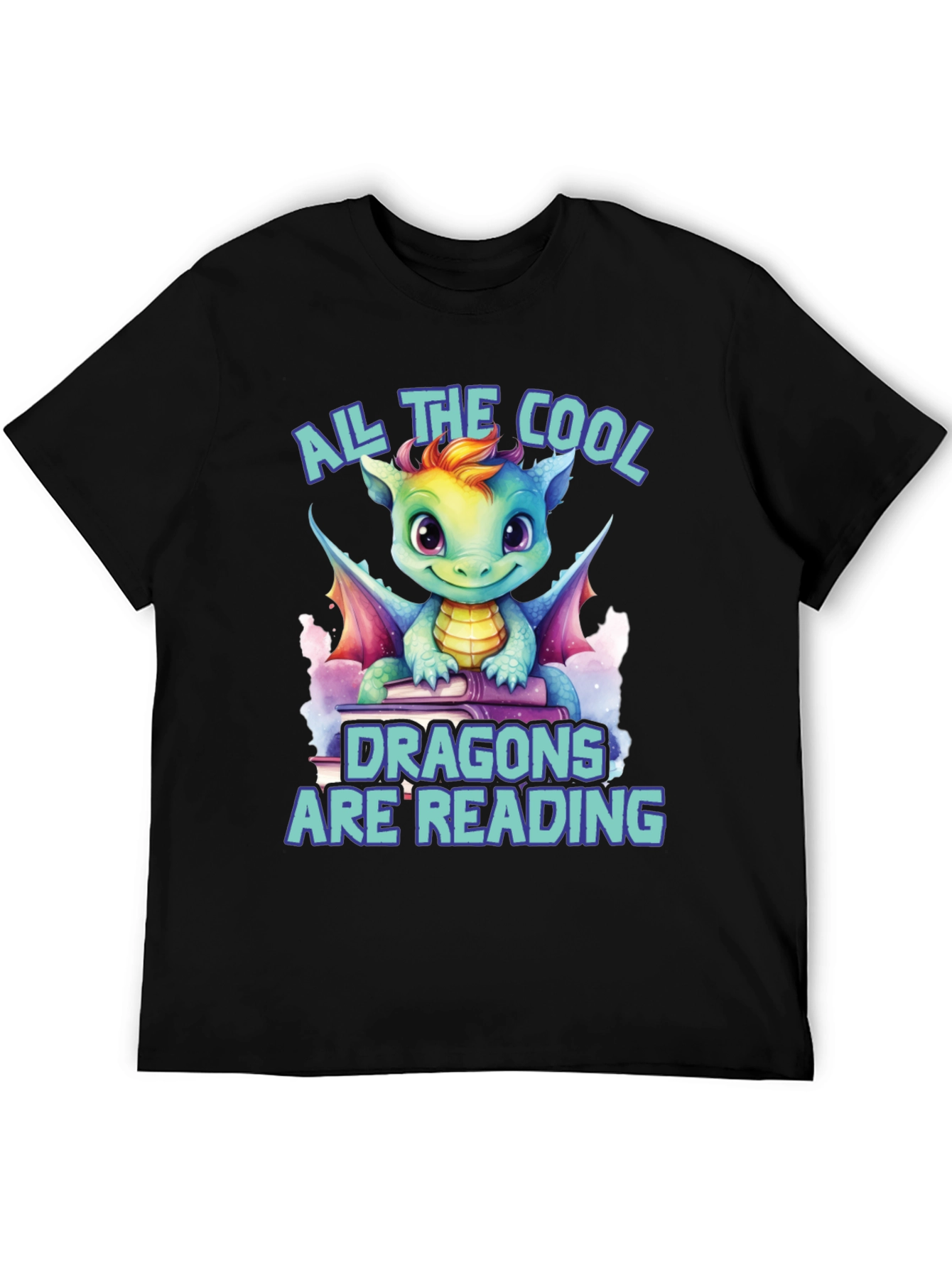 Cool Dragons Reading Graphic T-Shirt
