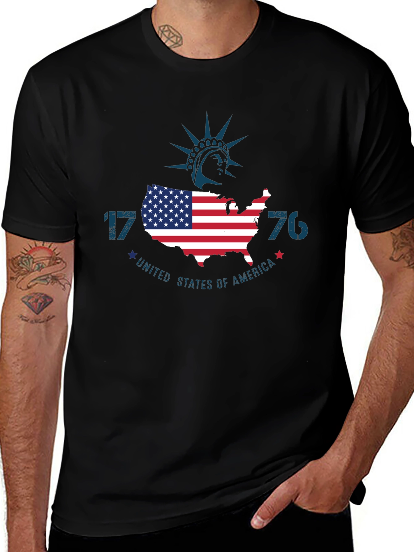 Patriotic 1776 USA Map Graphic T-Shirt