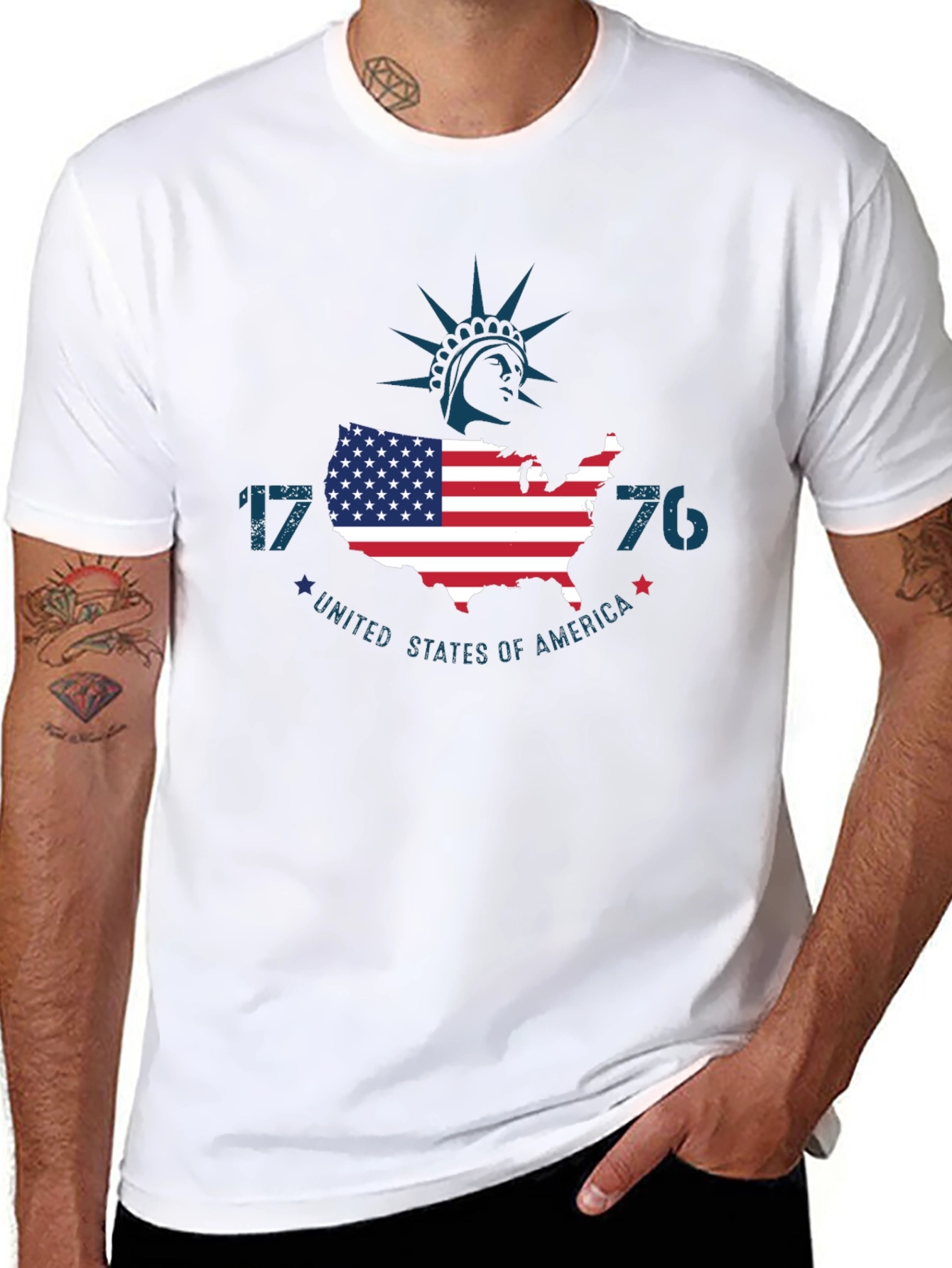 Patriotic 1776 USA Map Graphic T-Shirt