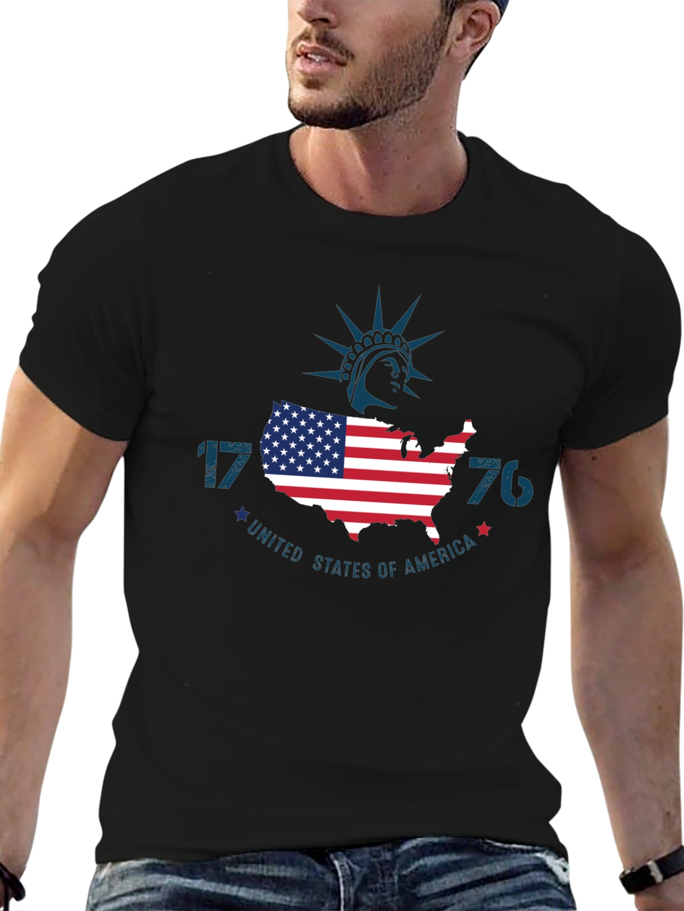 Patriotic 1776 USA Map Graphic T-Shirt