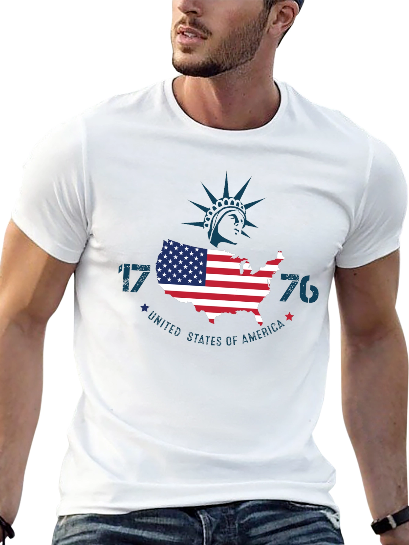 Patriotic 1776 USA Map Graphic T-Shirt
