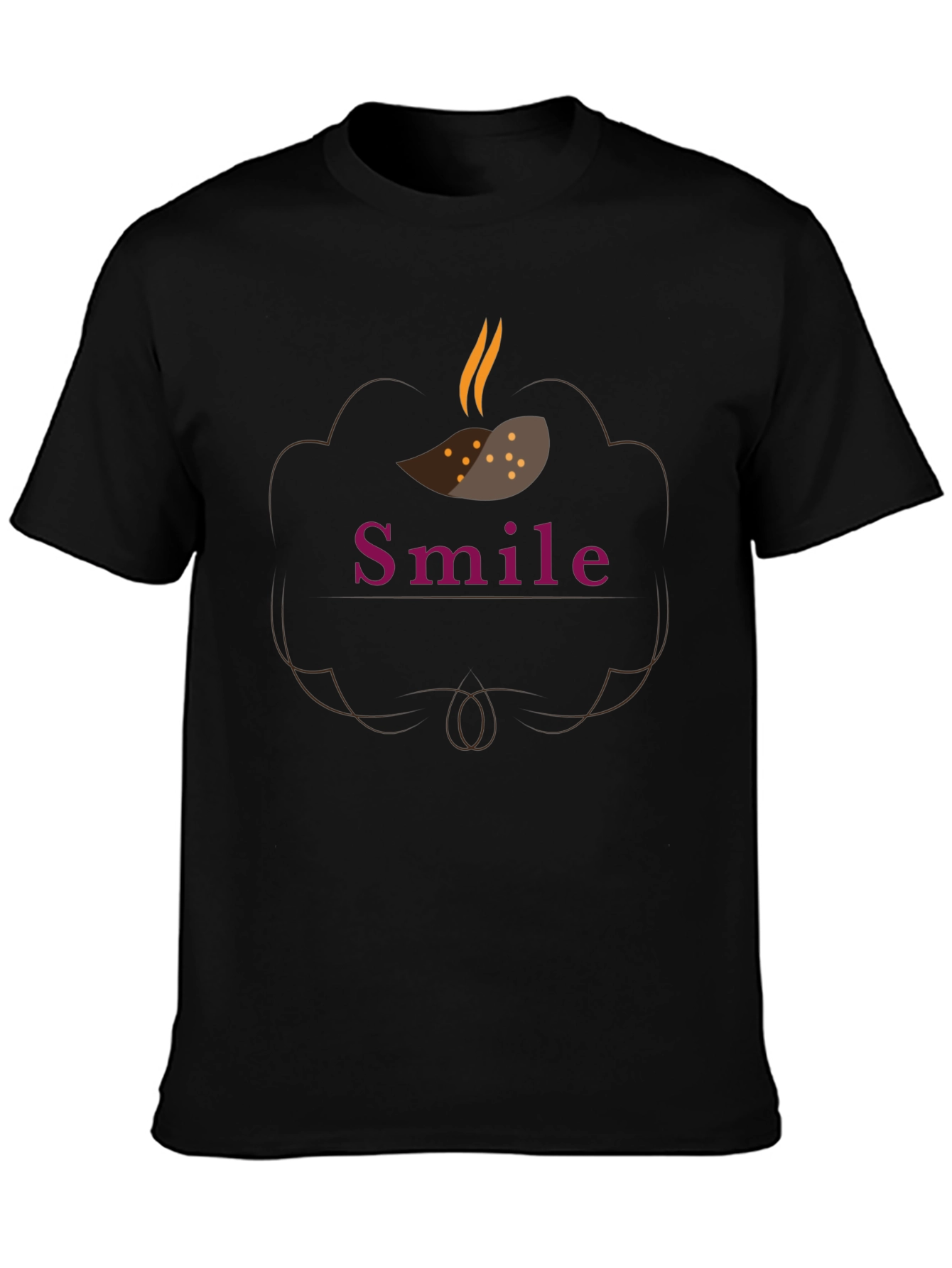 Smile Graphic Print Black T-Shirt