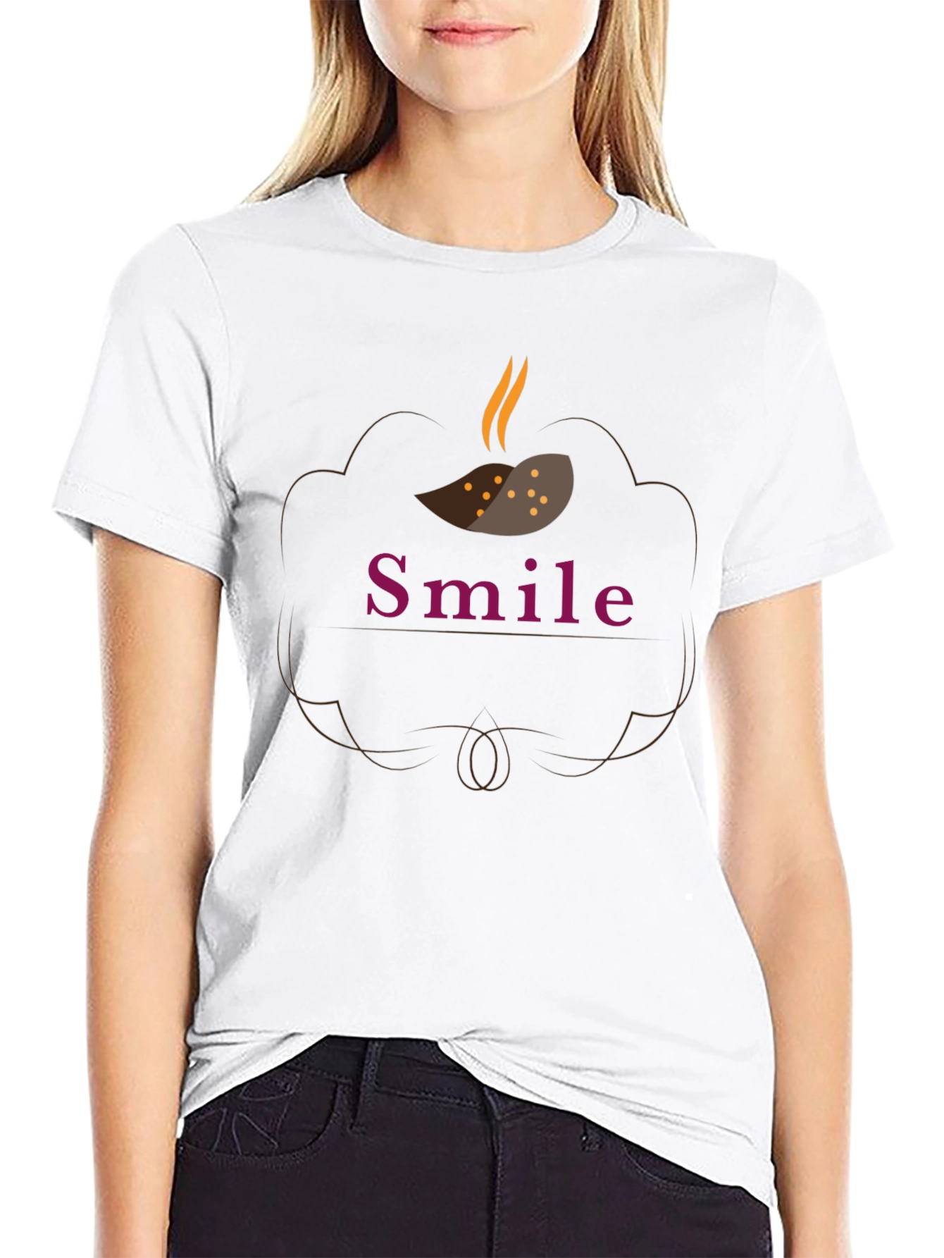 Smile Graphic Print Black T-Shirt