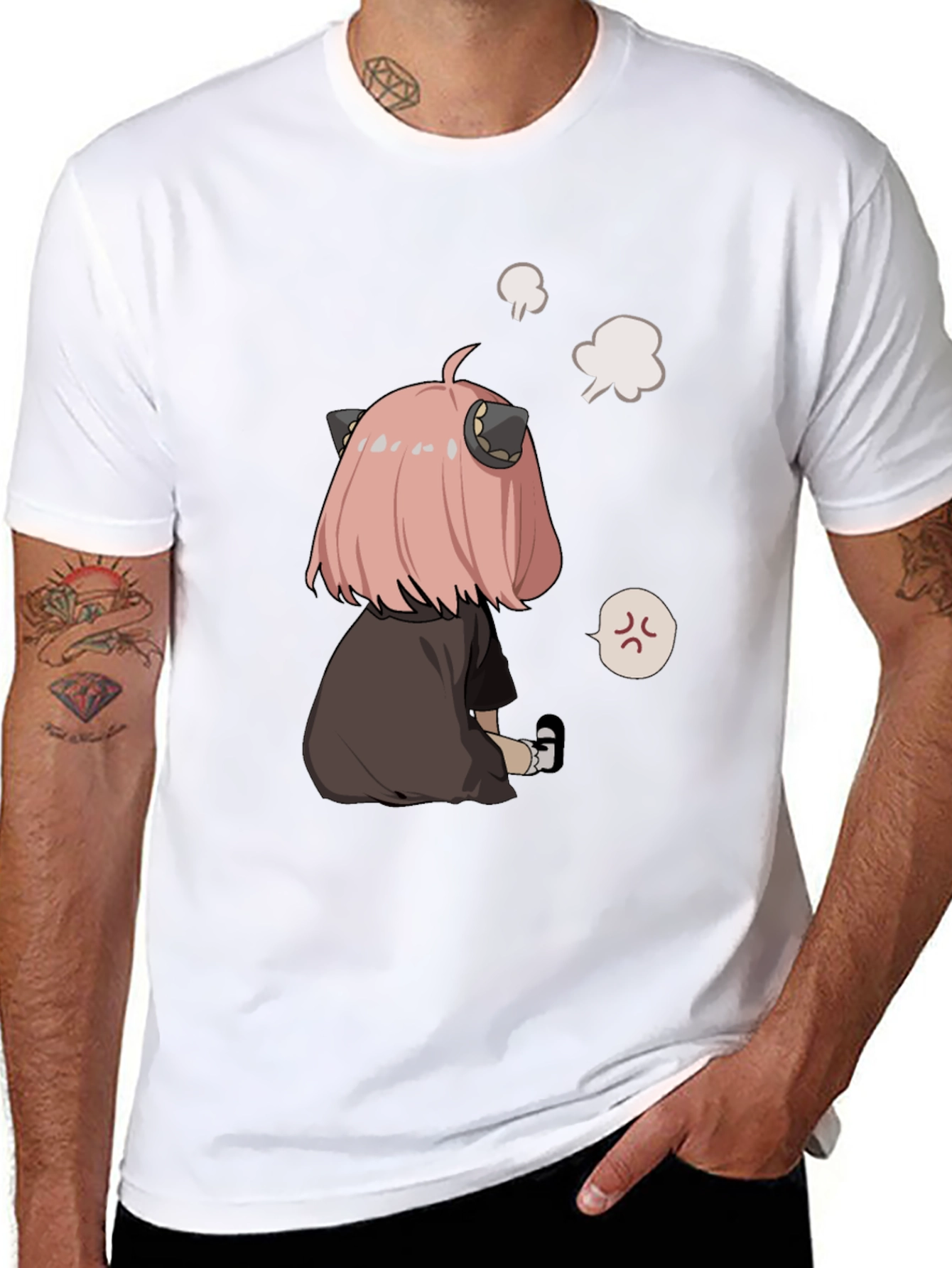 Anime Character Graphic Print Black T-Shirt