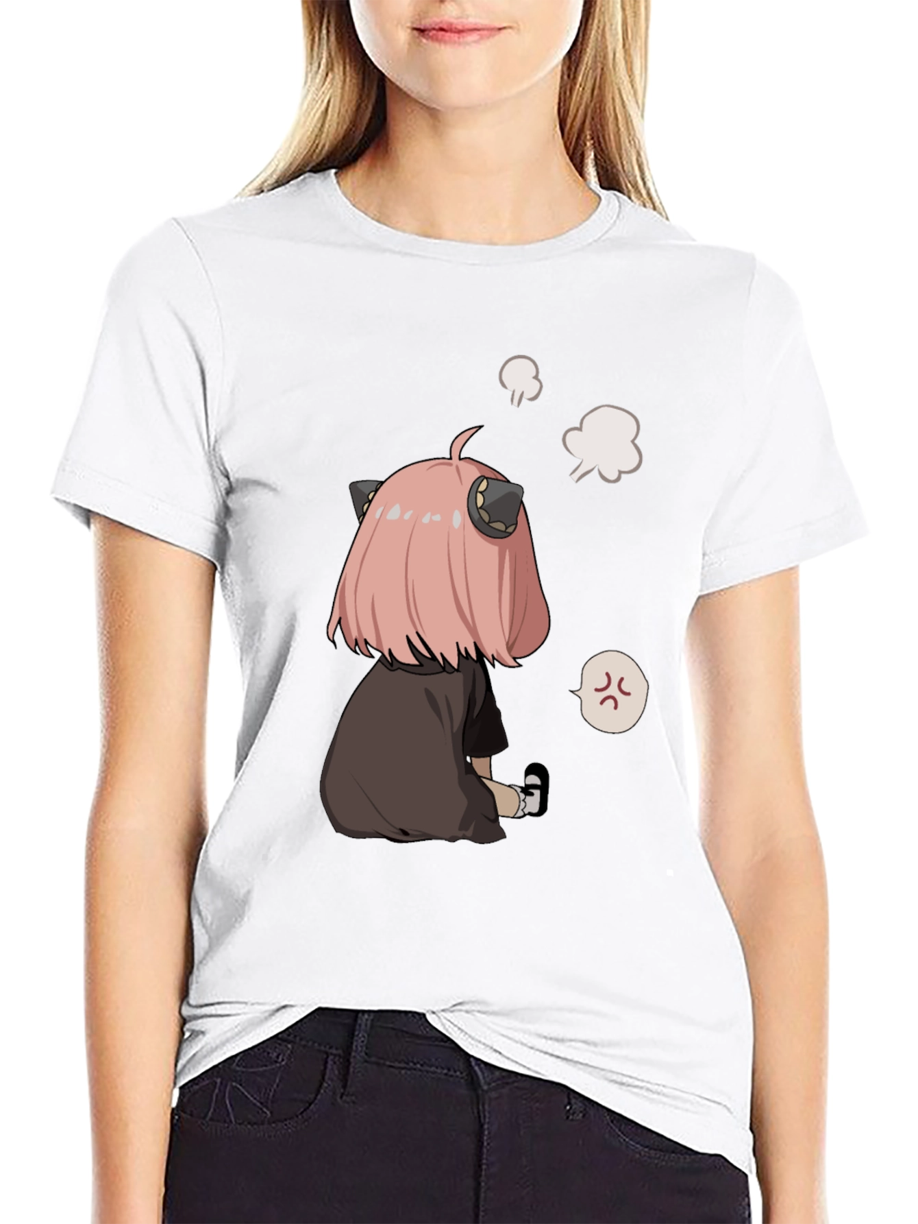 Anime Character Graphic Print Black T-Shirt