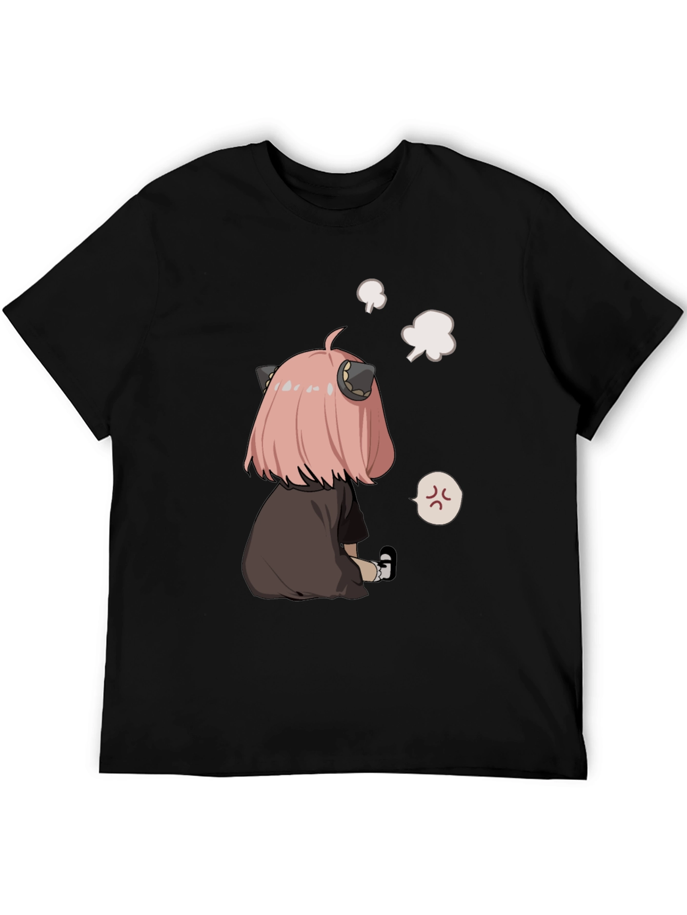 Anime Character Graphic Print Black T-Shirt