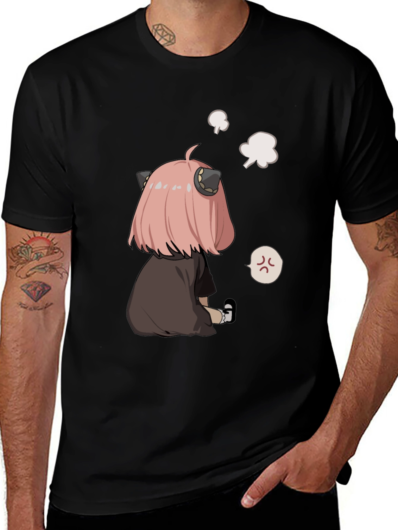 Anime Character Graphic Print Black T-Shirt