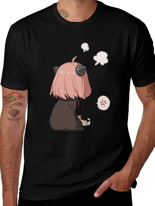 Anime Character Graphic Print Black T-Shirt