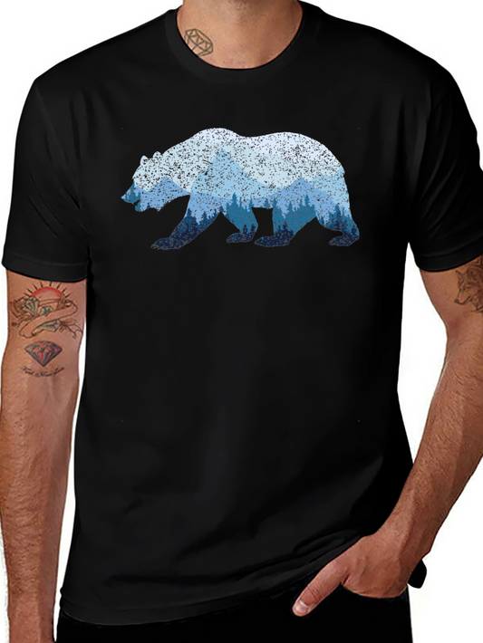 Bear Silhouette Forest Graphic Tee - Nature Lovers T-Shirt