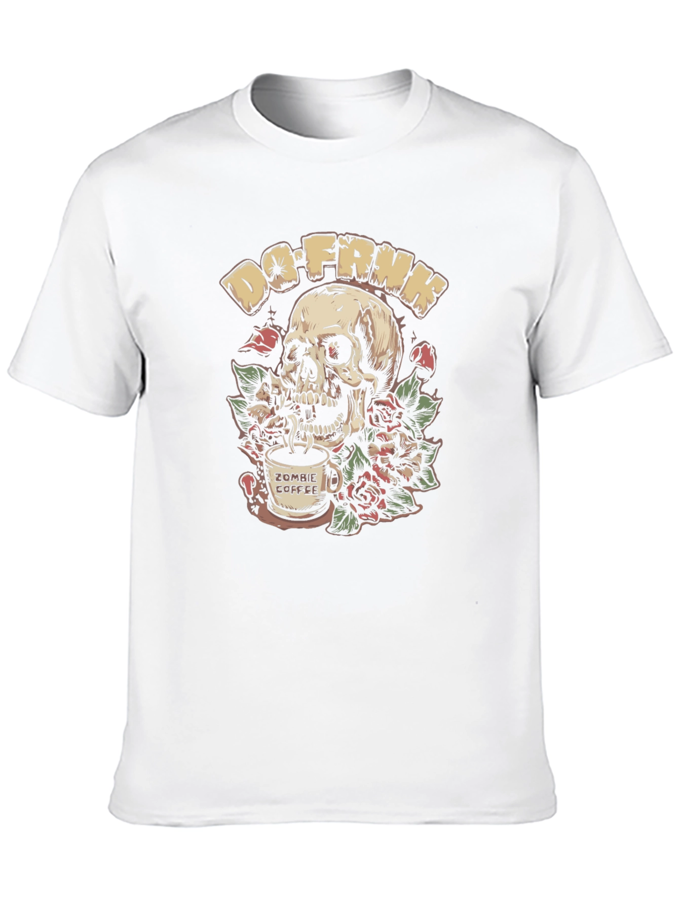 Do-FRNK Zombie Coffee Skull Graphic T-Shirt