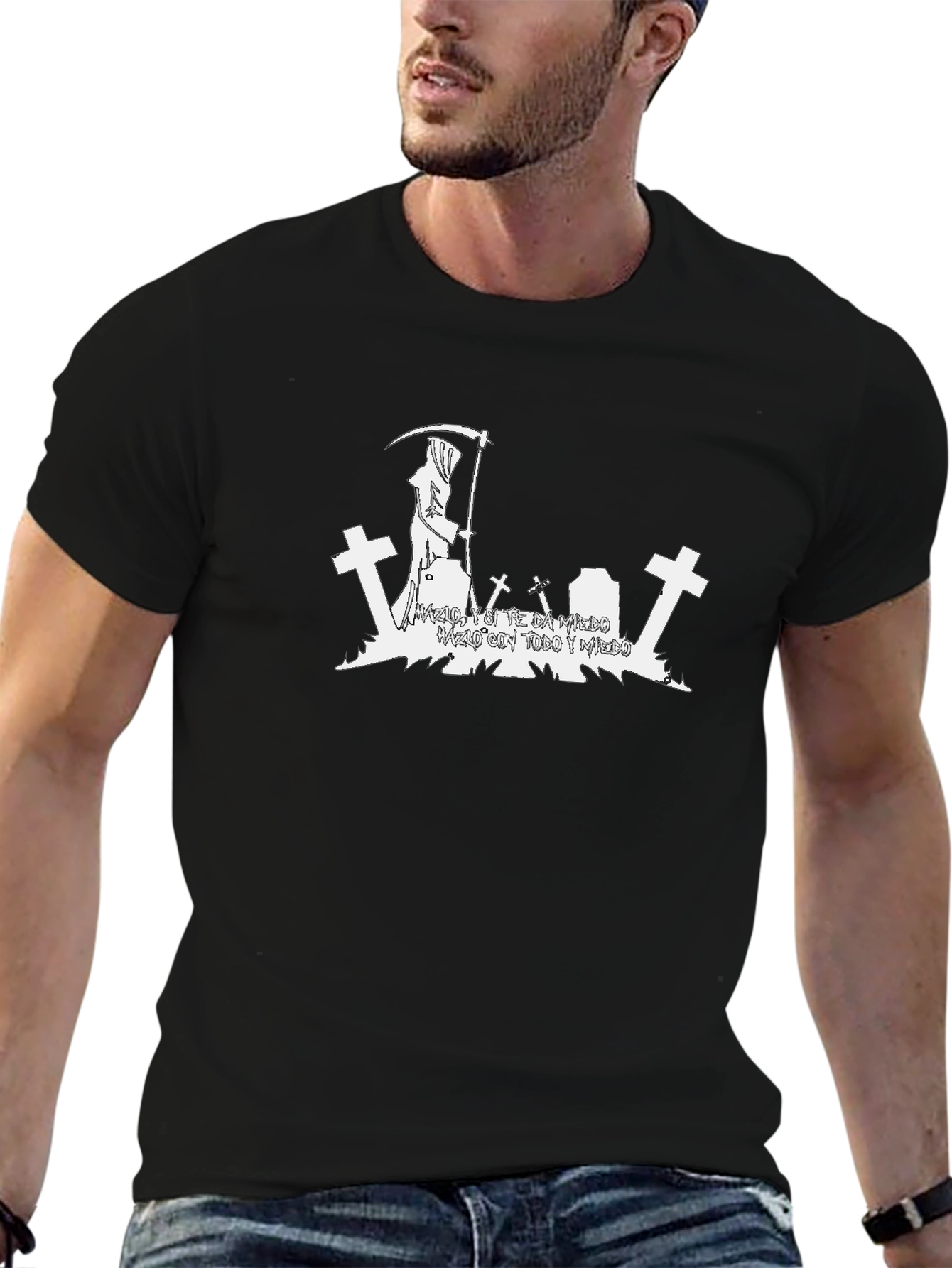Grim Reaper T-Shirt Cemetery Graphic Tee