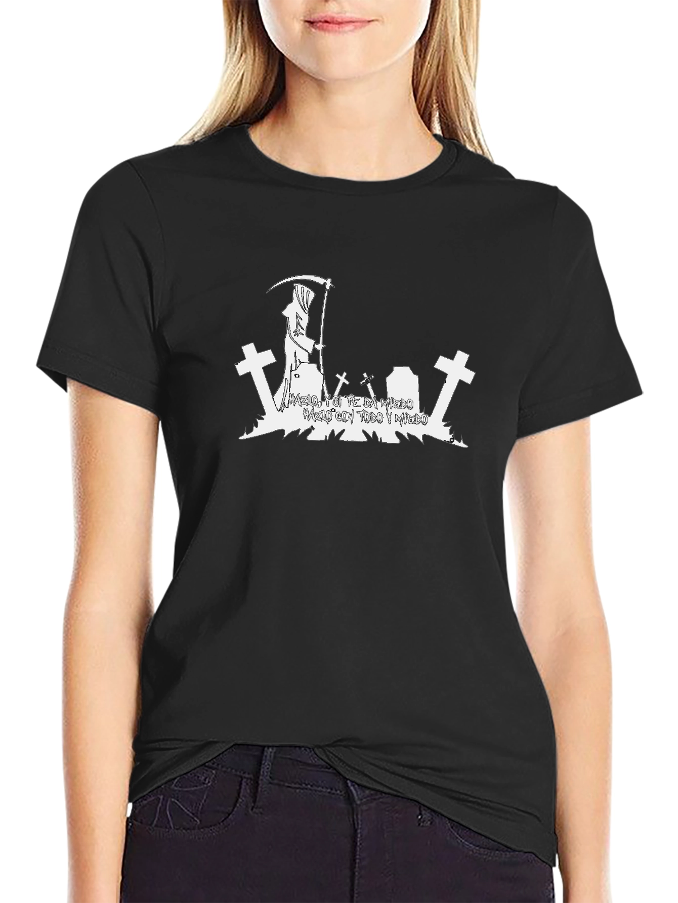 Grim Reaper T-Shirt Cemetery Graphic Tee