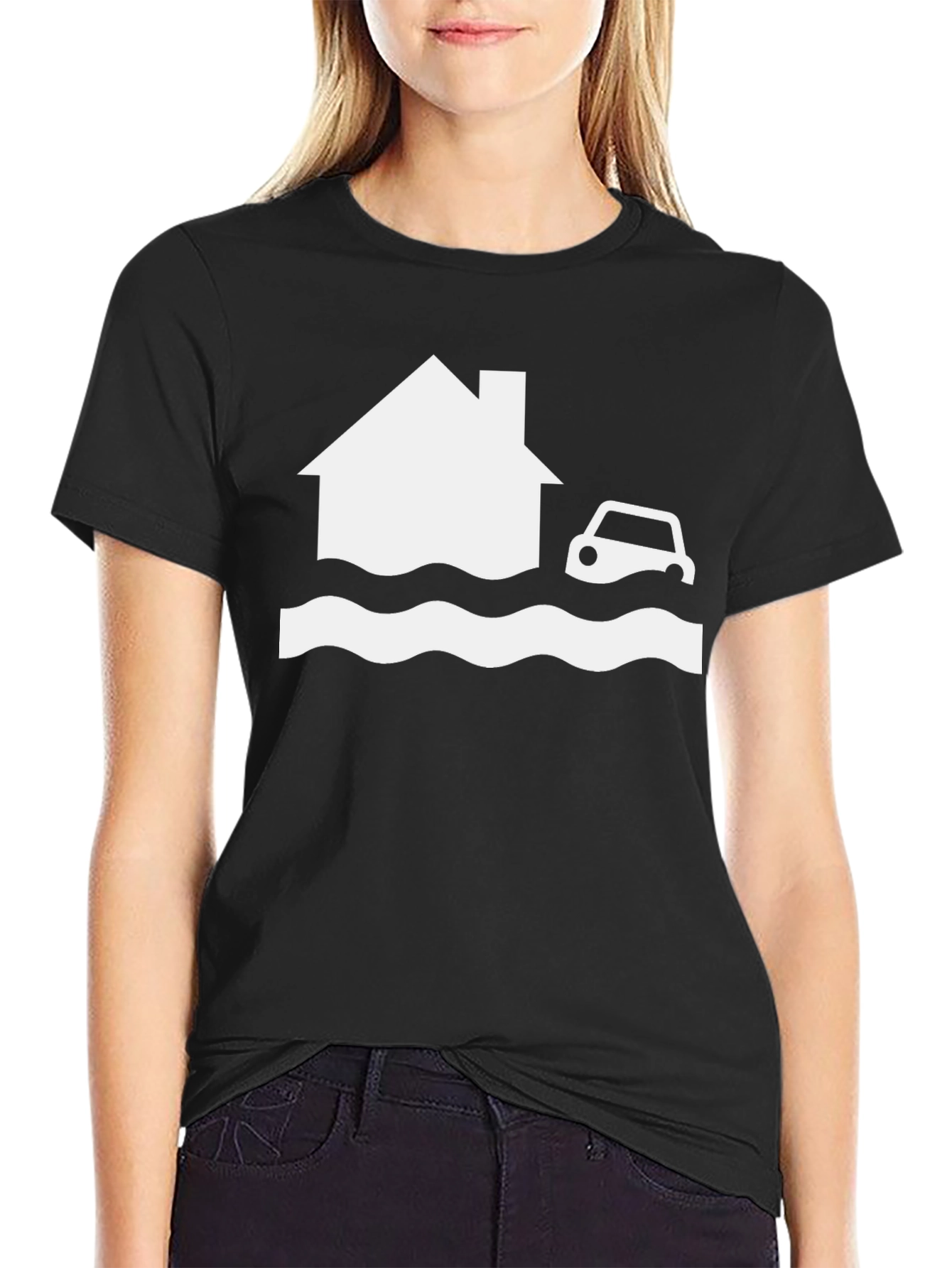 Flooded House & Car Graphic Tee - Unisex