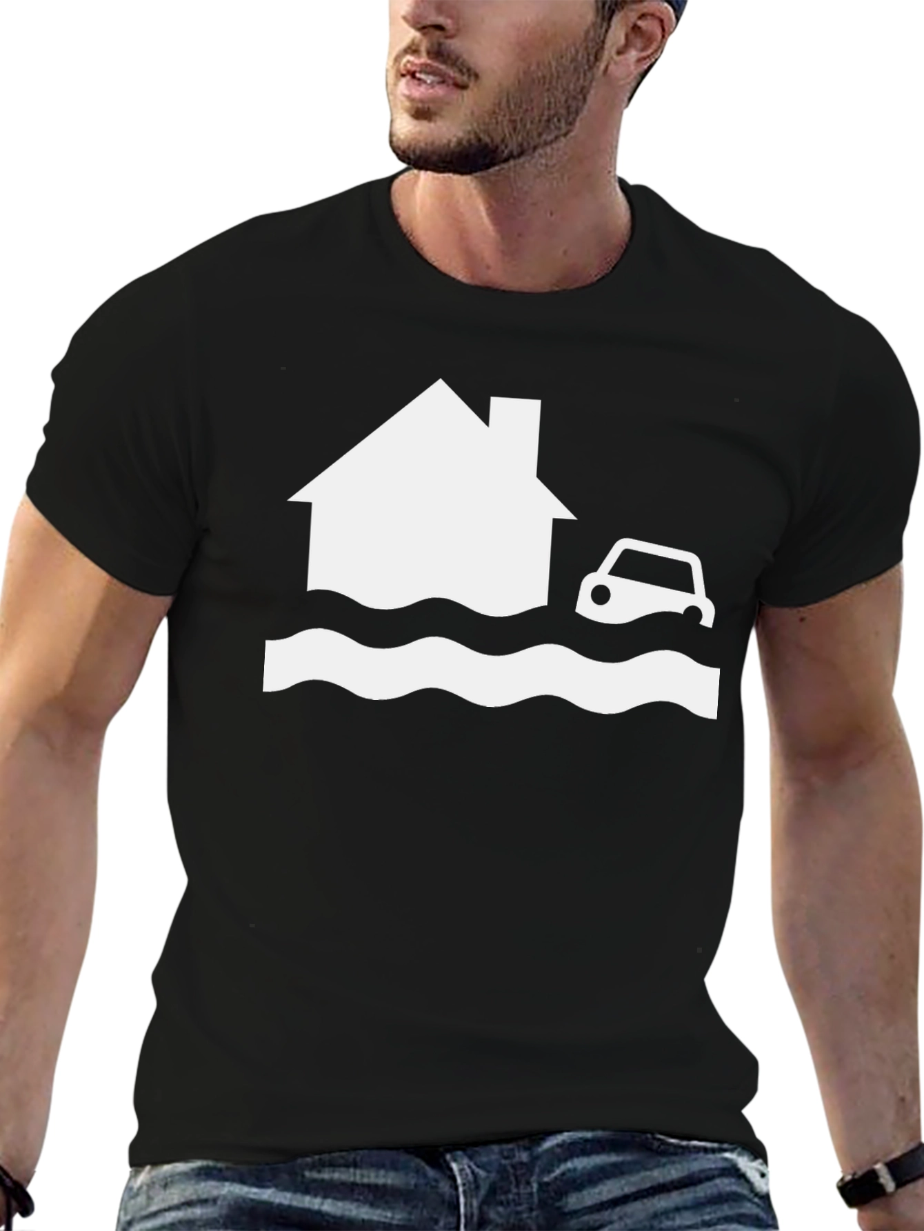 Flooded House & Car Graphic Tee - Unisex