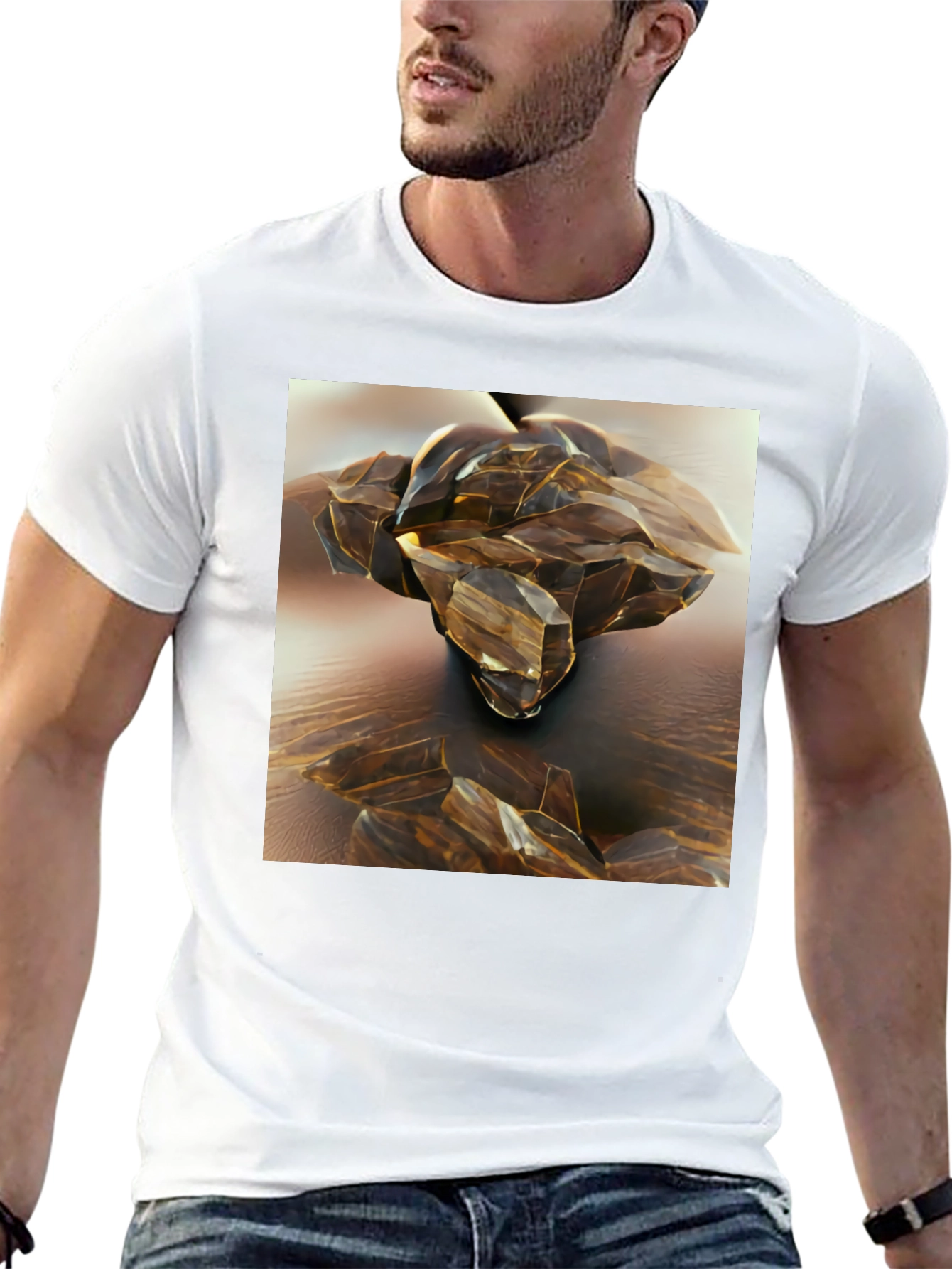 Abstract Crystal Design Black T-Shirt