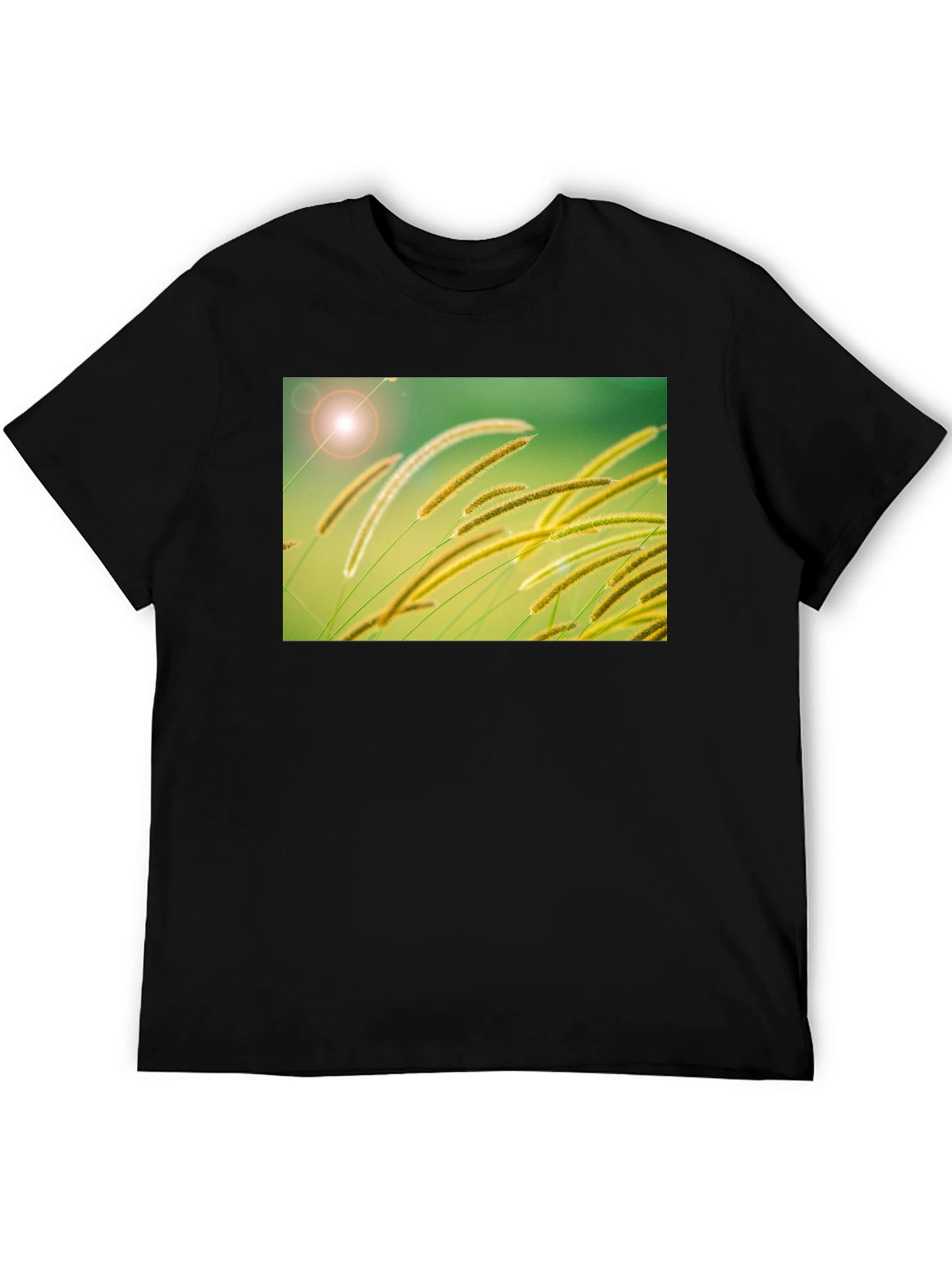 Nature-Inspired Black Cotton T-Shirt