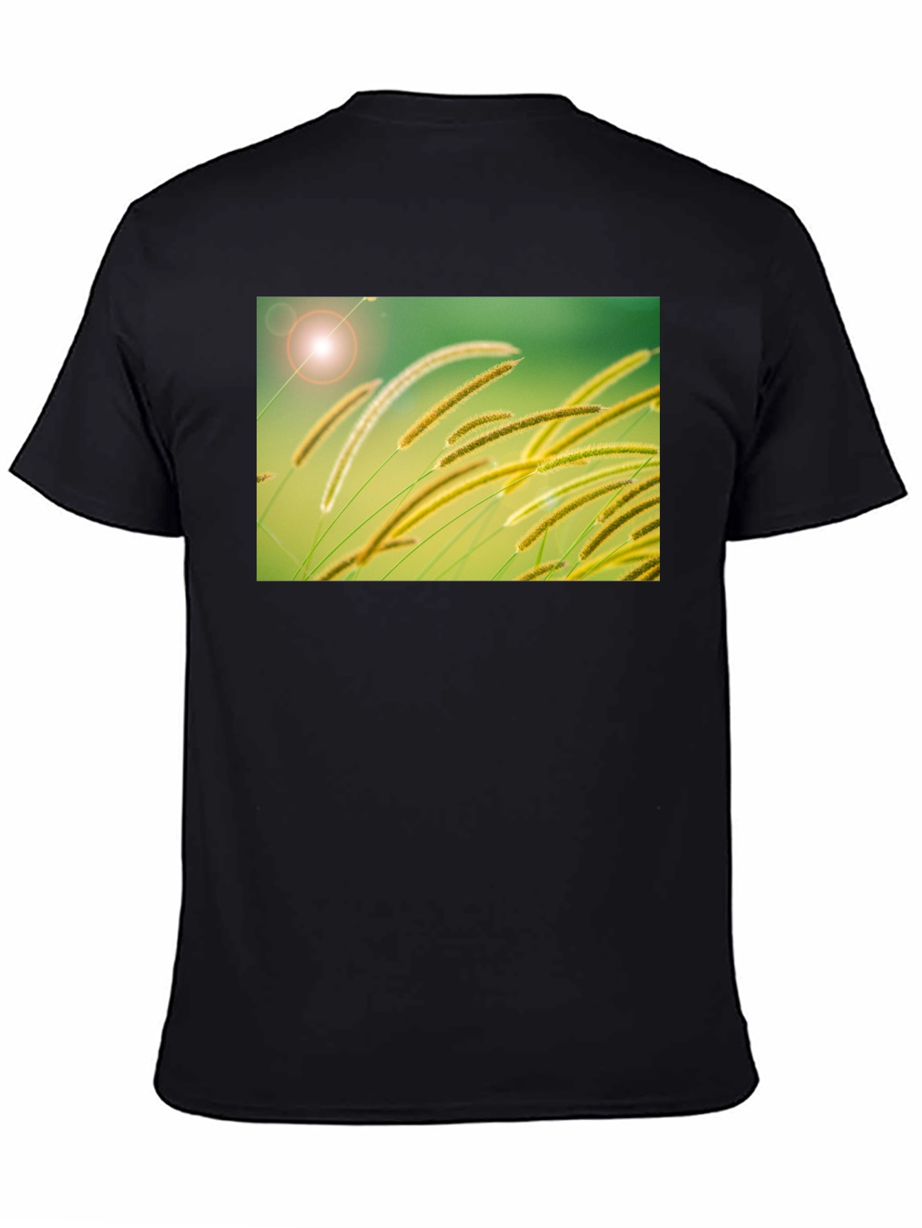 Nature-Inspired Black Cotton T-Shirt