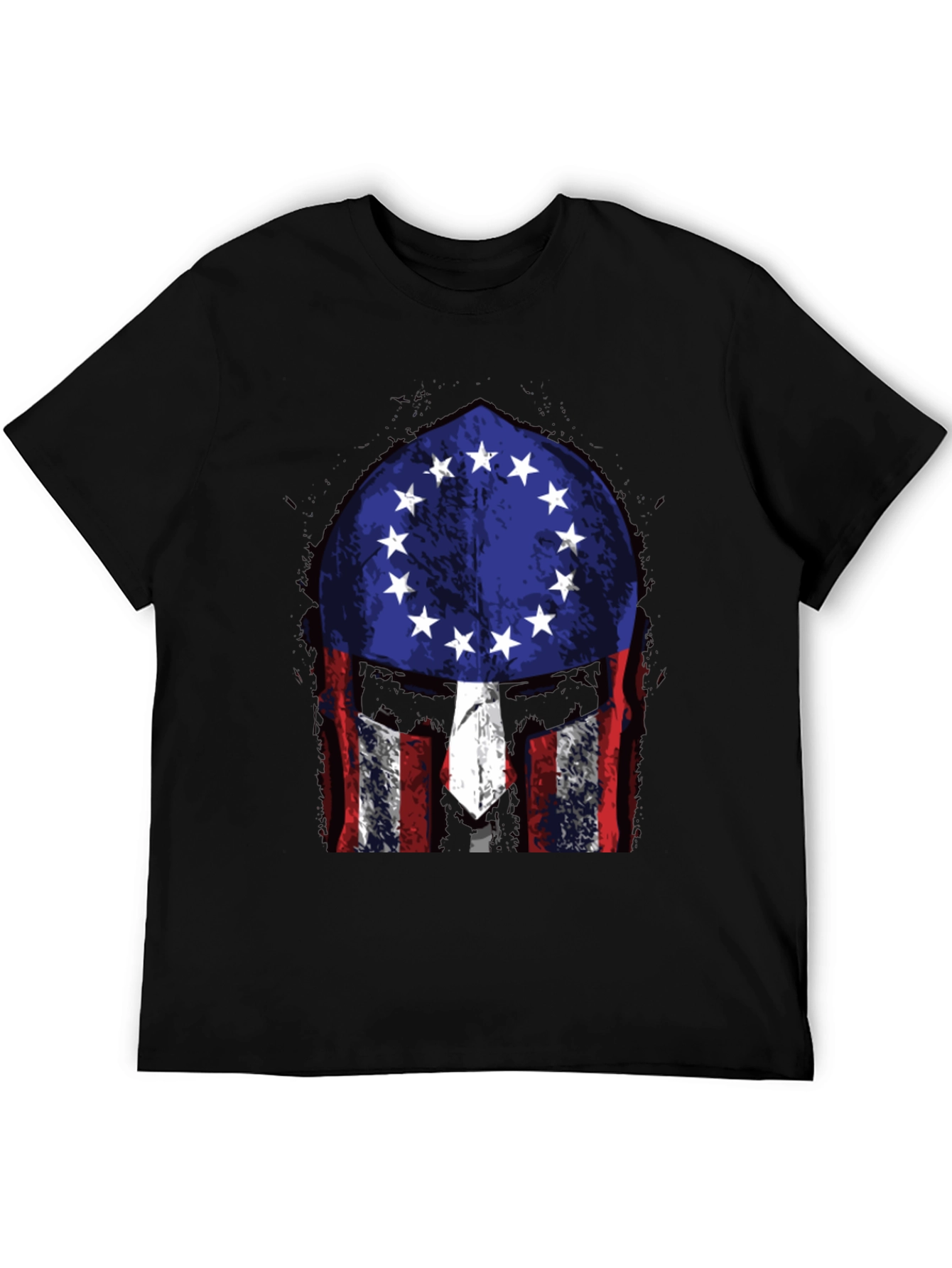 Patriotic Spartan Helmet Graphic T-Shirt