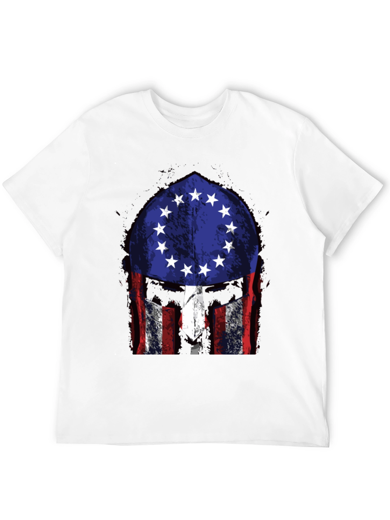 Patriotic Spartan Helmet Graphic T-Shirt