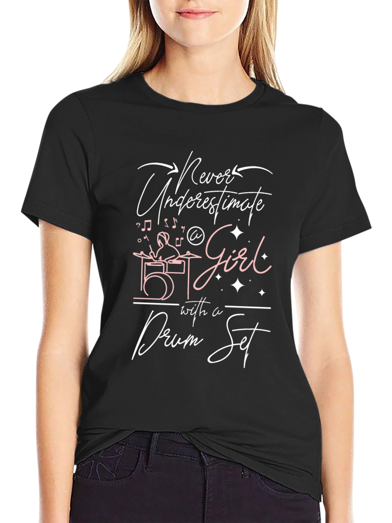 Never Underestimate A Girl With a Drum Set T-Shirt