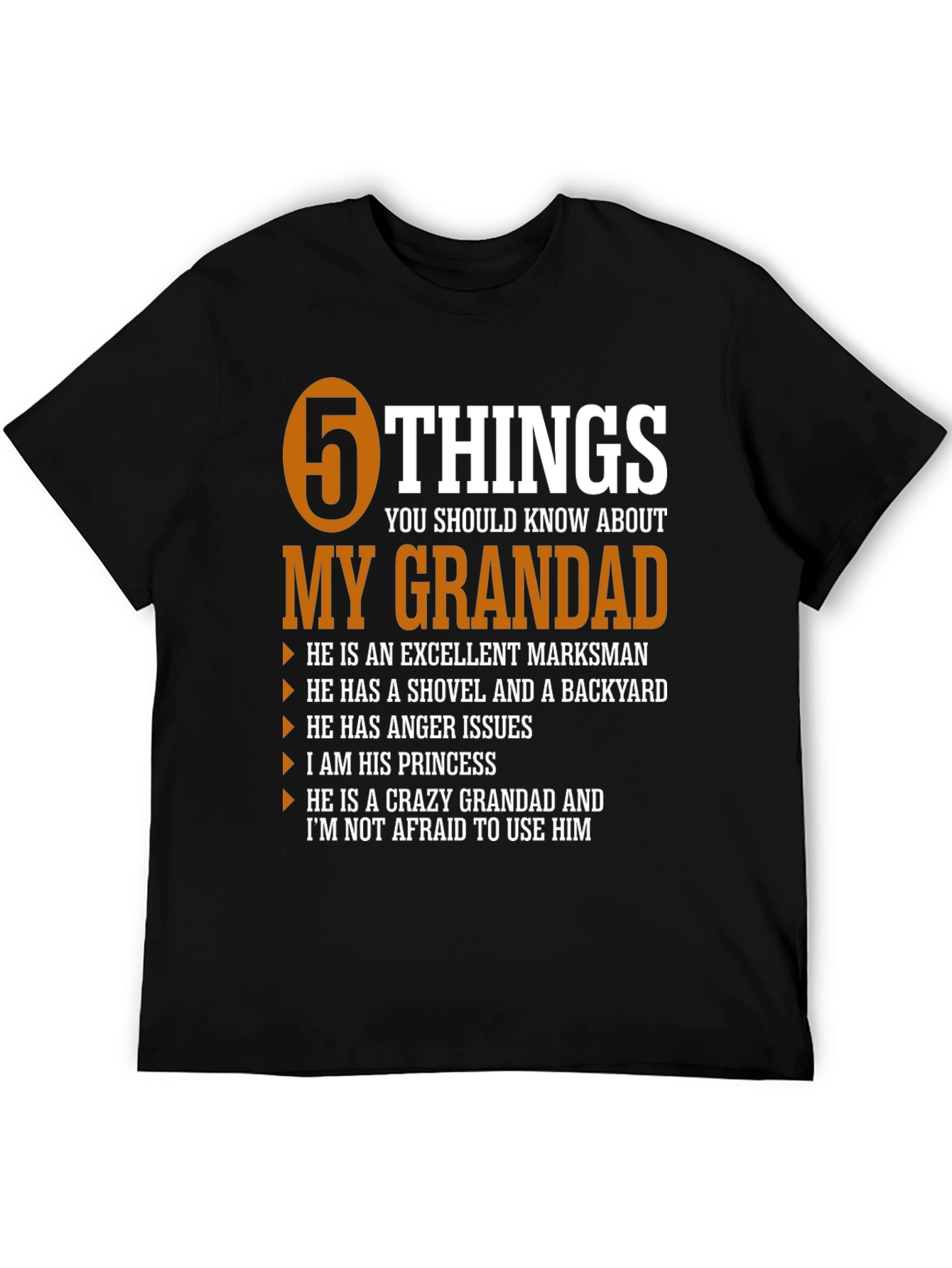 5 Things My Grandad T-Shirt - Novelty Graphic Tee