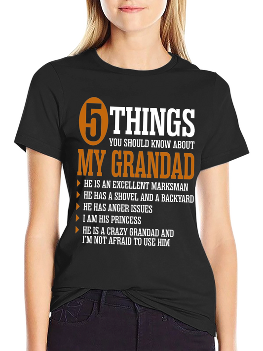 5 Things My Grandad T-Shirt - Novelty Graphic Tee
