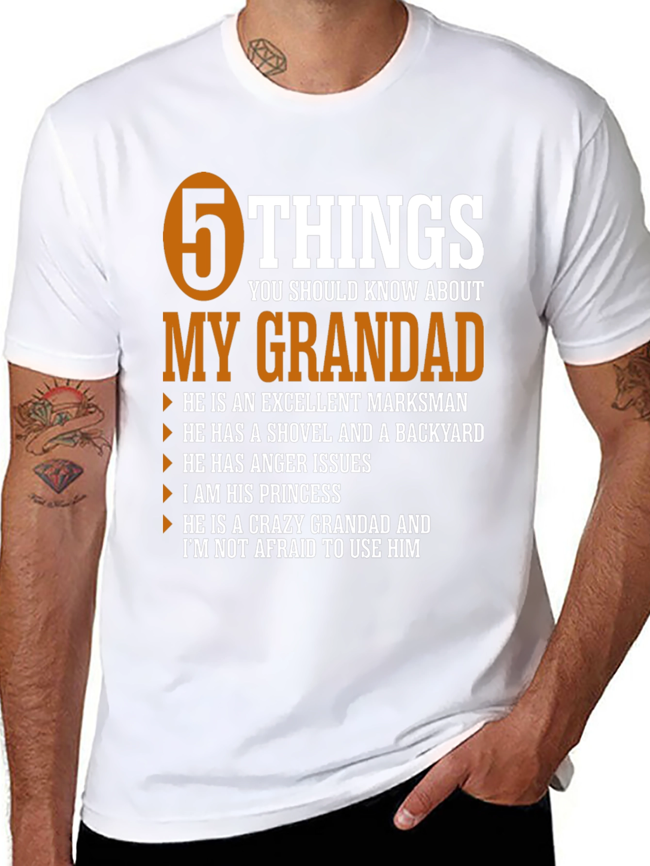 5 Things My Grandad T-Shirt - Novelty Graphic Tee