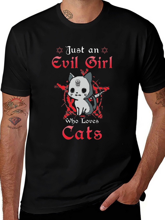 Evil Girl Cat Lover Graphic T-Shirt